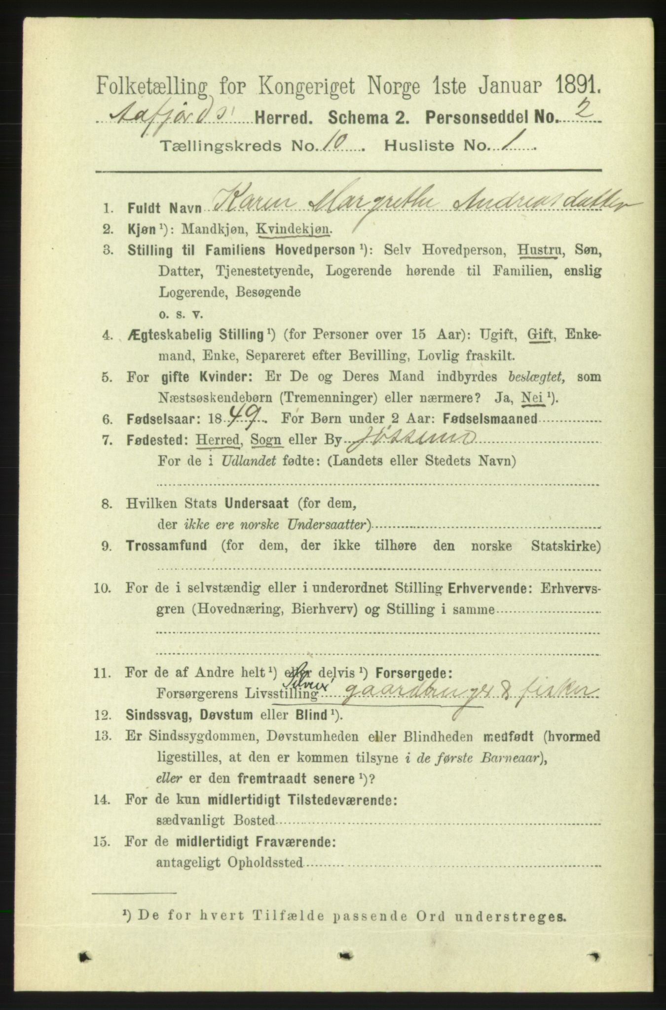 RA, 1891 census for 1630 Åfjord, 1891, p. 2964