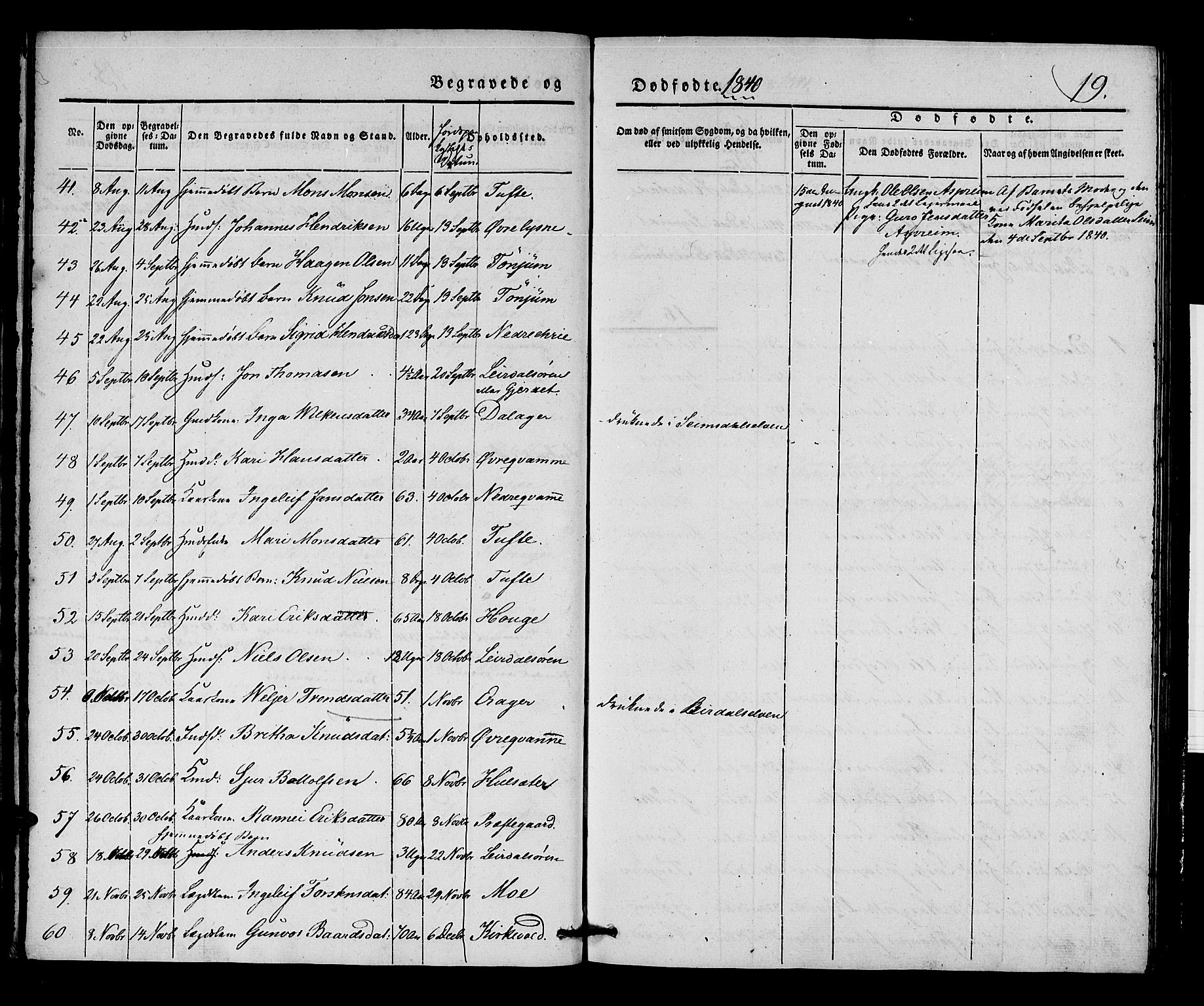 Lærdal sokneprestembete, SAB/A-81201: Parish register (official) no. A 9, 1835-1857, p. 19