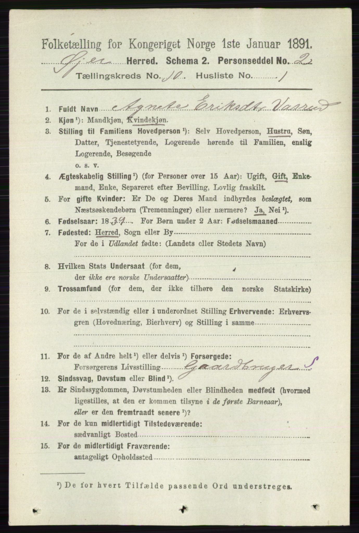 RA, 1891 census for 0521 Øyer, 1891, p. 3565