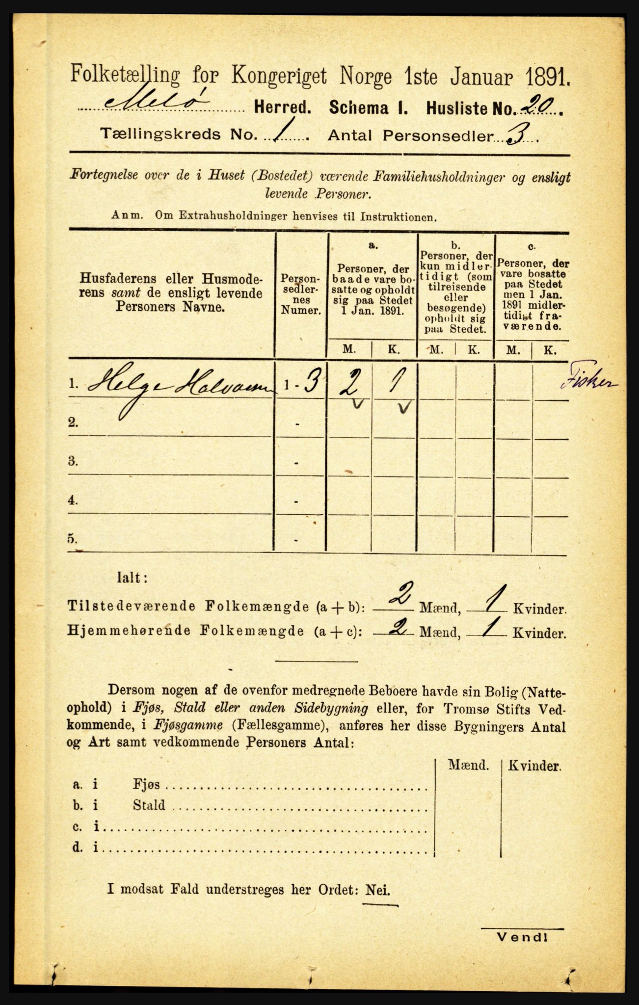 RA, 1891 census for 1837 Meløy, 1891, p. 44