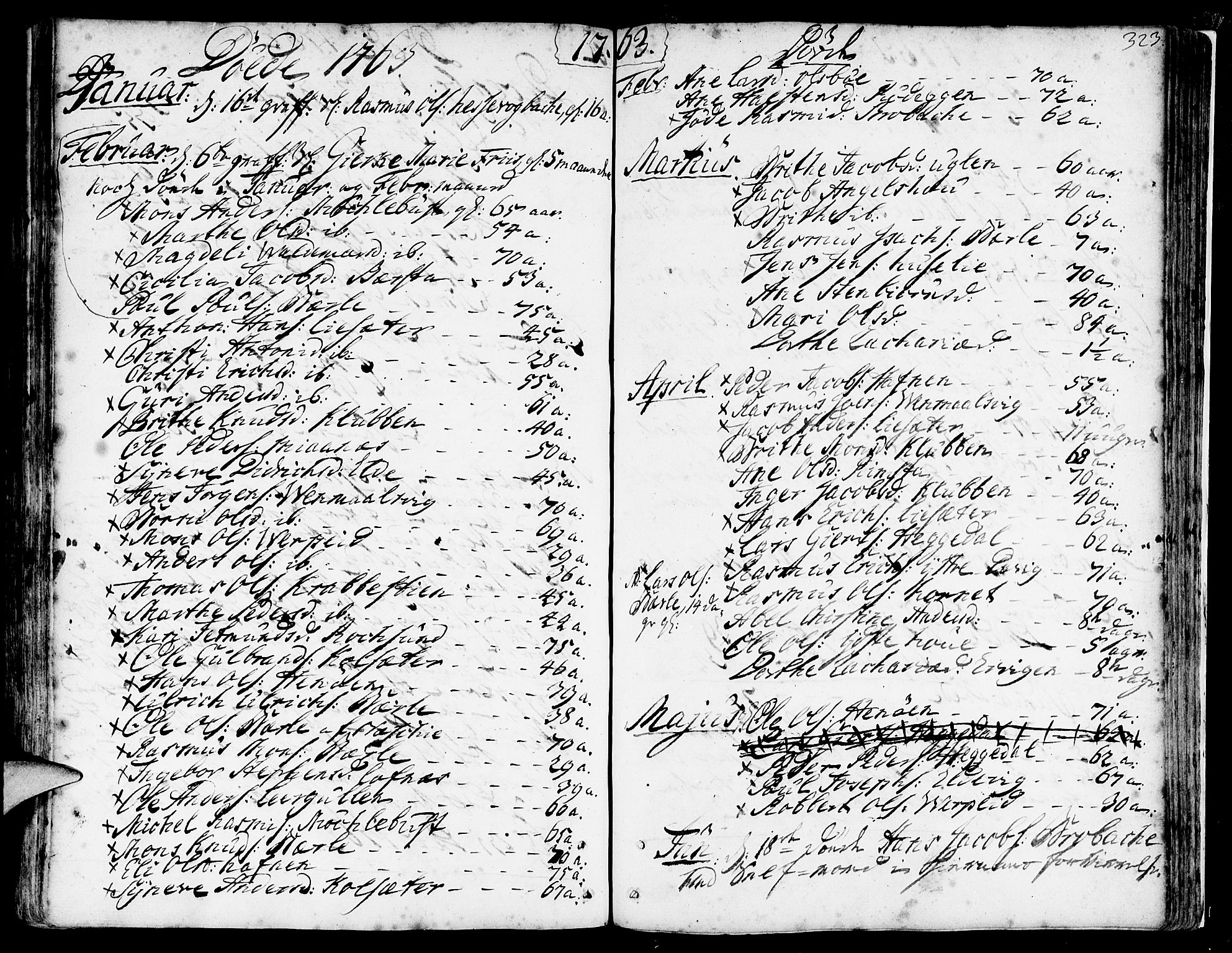 Davik sokneprestembete, SAB/A-79701/H/Haa/Haaa/L0002: Parish register (official) no. A 2, 1742-1816, p. 323
