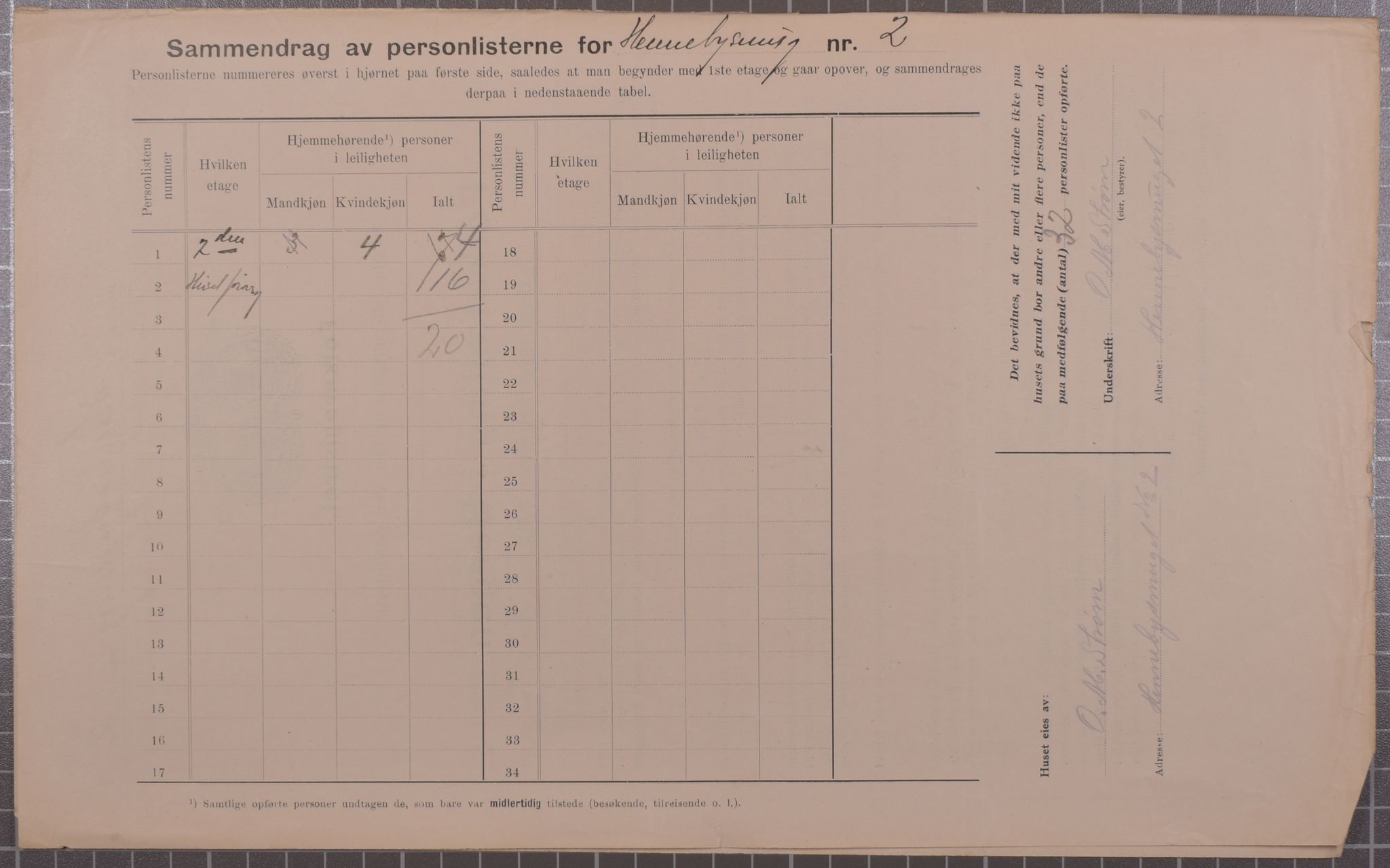 SAB, Municipal Census 1912 for Bergen, 1912, p. 2197