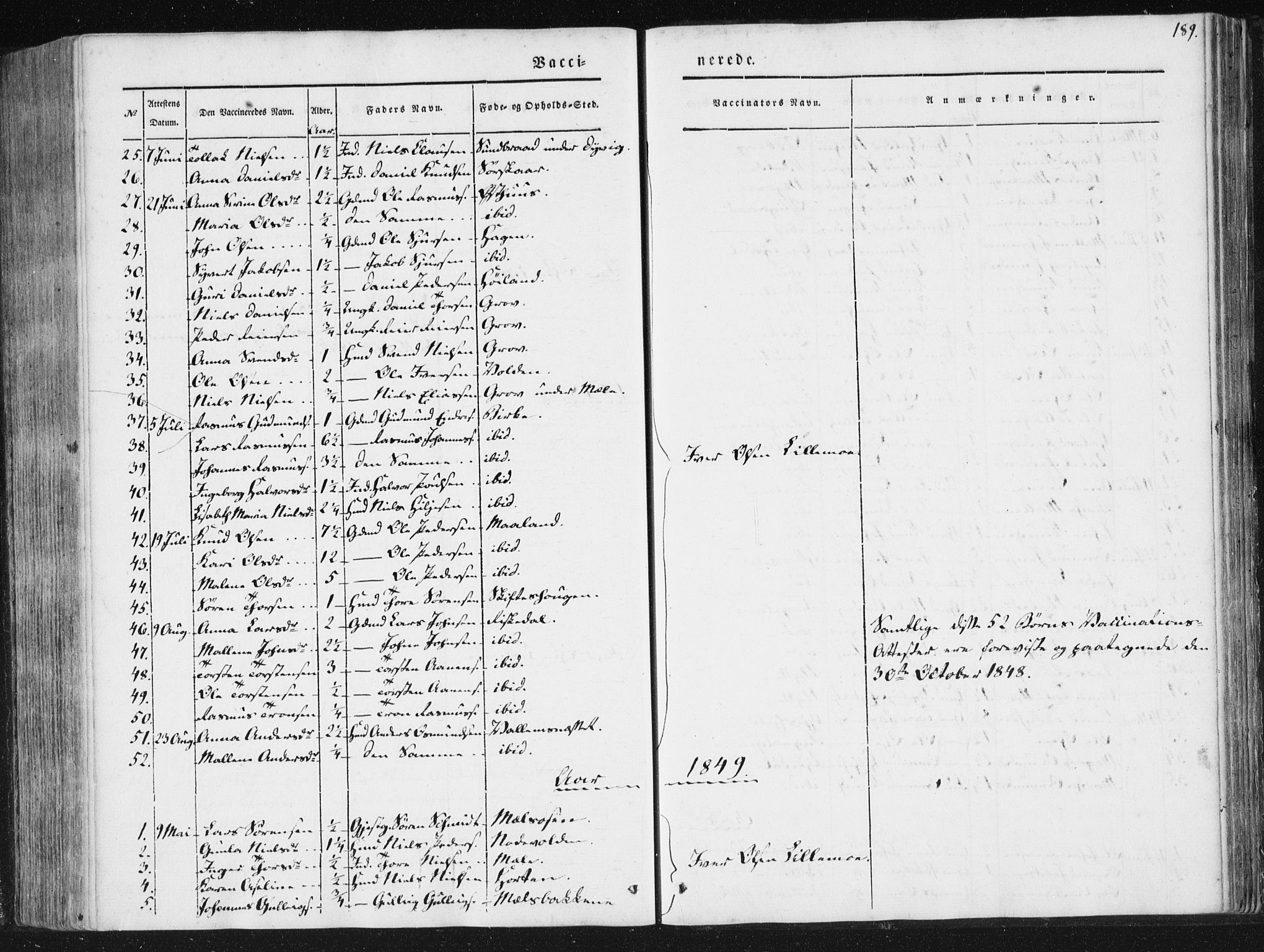 Hjelmeland sokneprestkontor, AV/SAST-A-101843/01/IV/L0008: Parish register (official) no. A 8, 1842-1861, p. 189