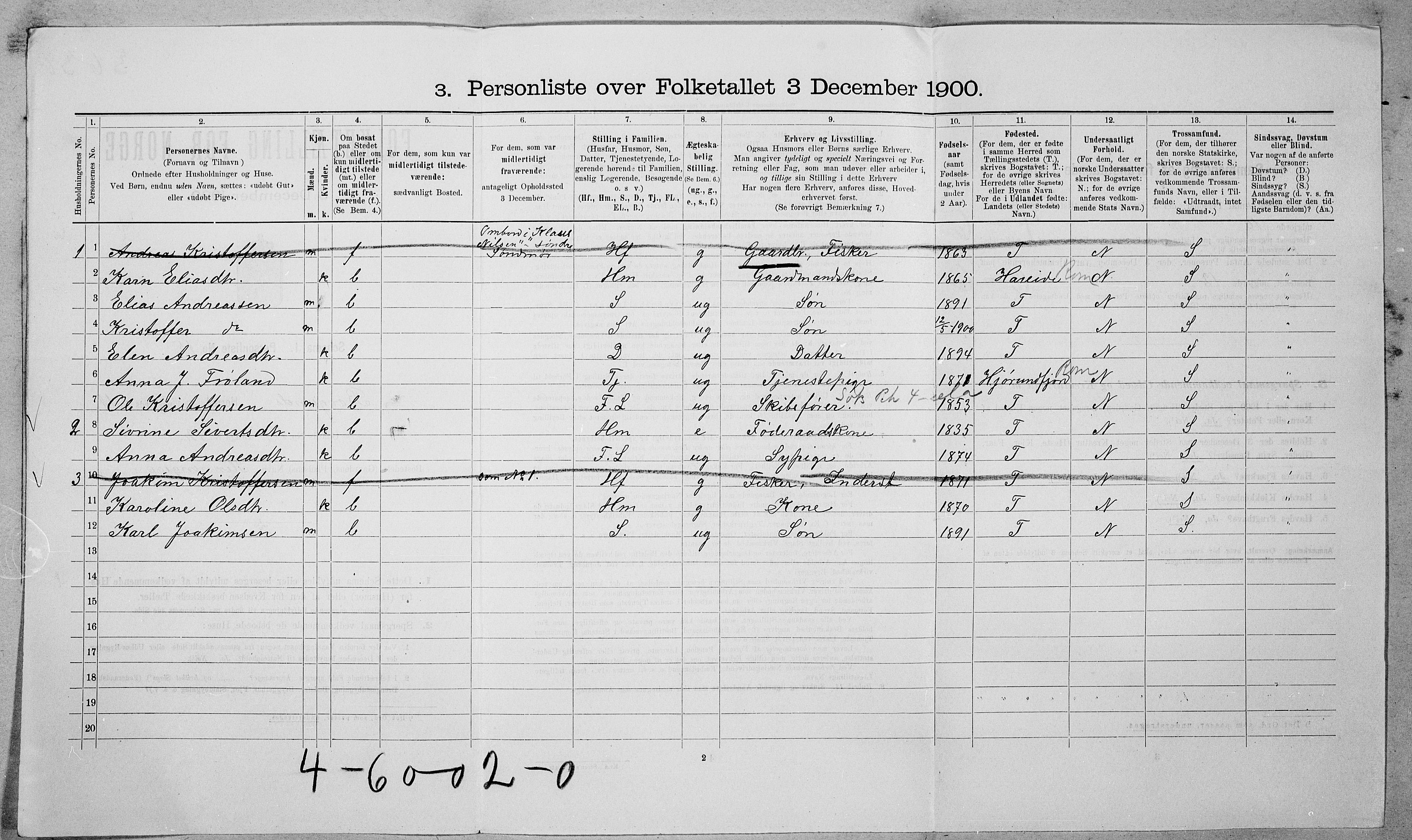 SAT, 1900 census for Borgund, 1900, p. 1197