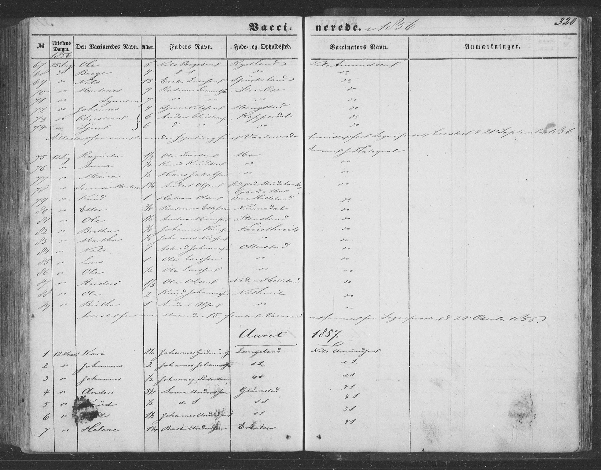 Hosanger sokneprestembete, AV/SAB-A-75801/H/Haa: Parish register (official) no. A 8, 1849-1863, p. 320