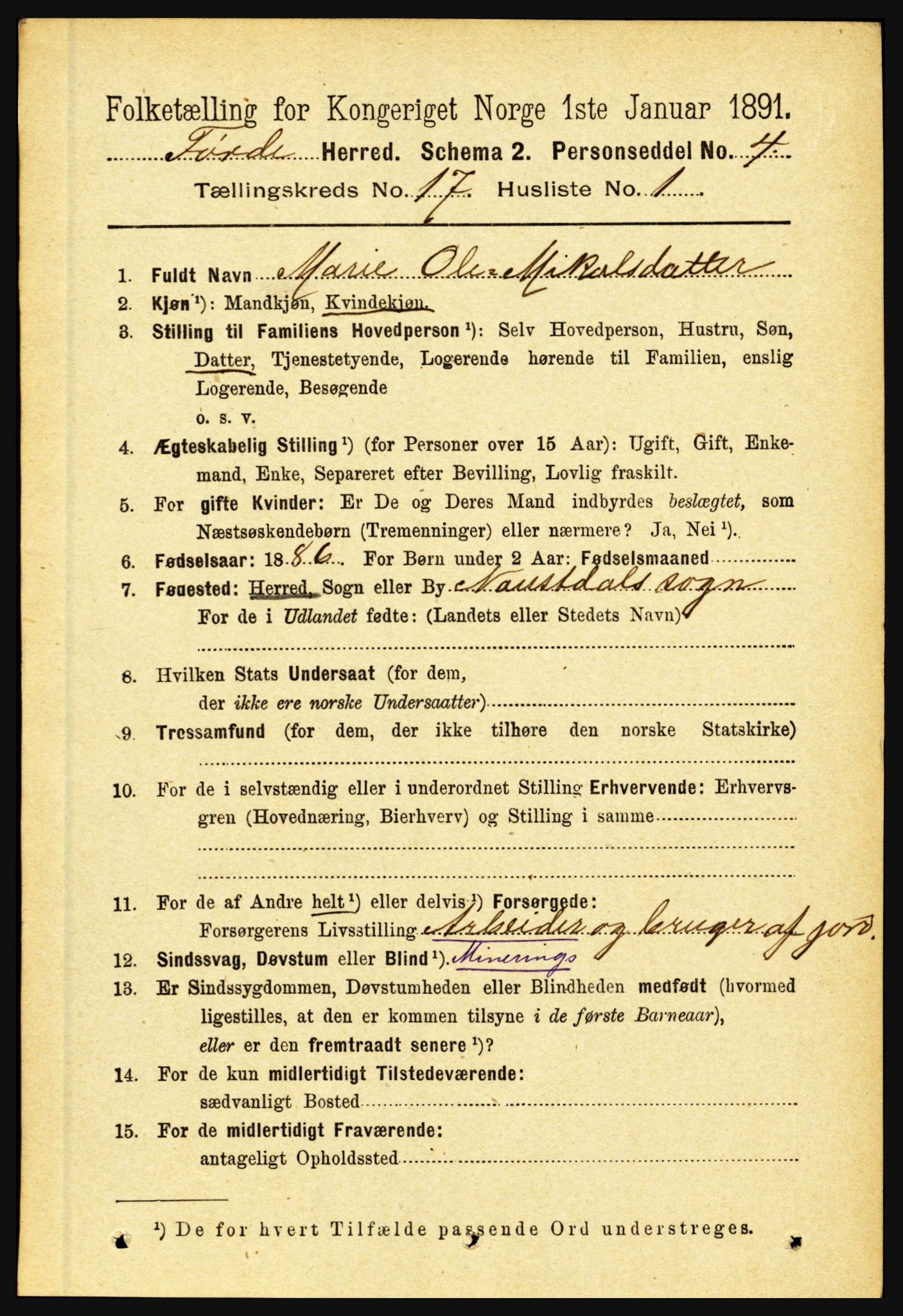 RA, 1891 census for 1432 Førde, 1891, p. 6023