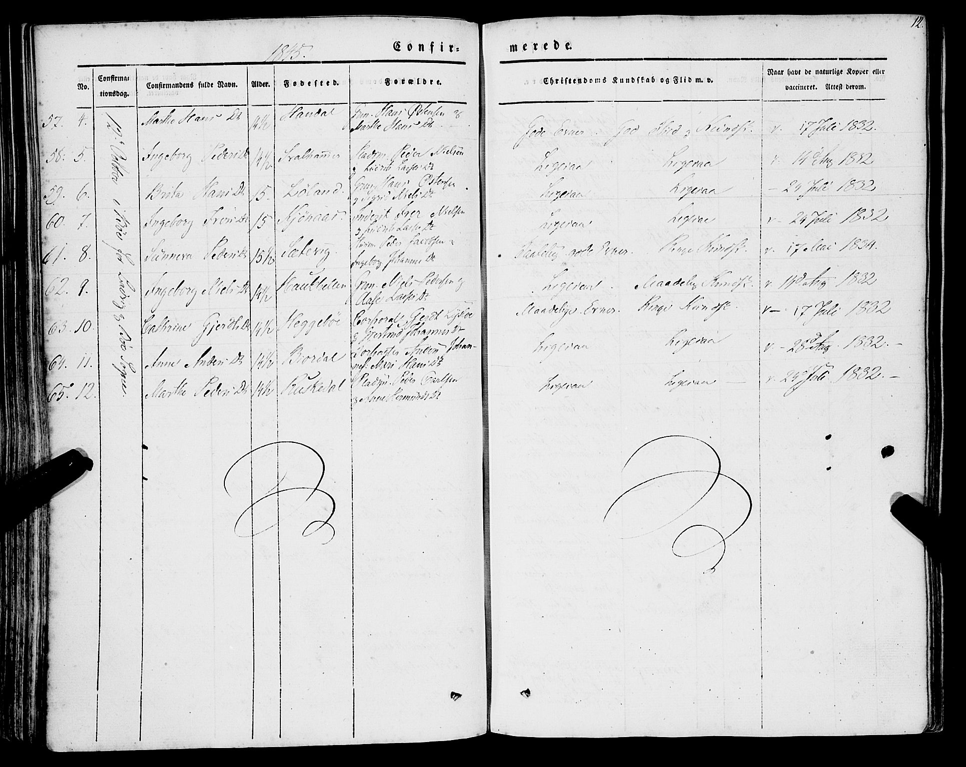 Lavik sokneprestembete, AV/SAB-A-80901: Parish register (official) no. A 3, 1843-1863, p. 12