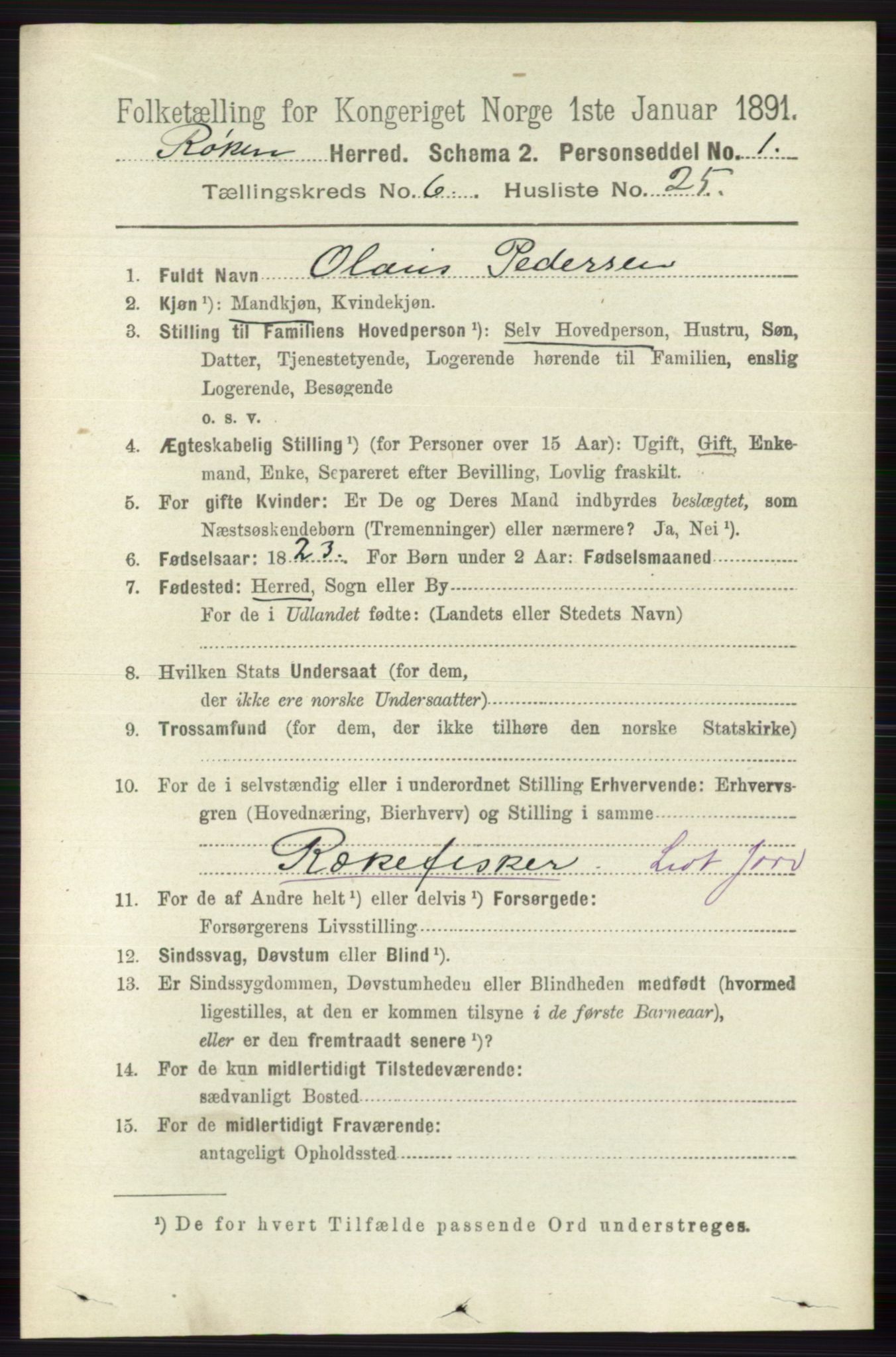 RA, 1891 census for 0627 Røyken, 1891, p. 3762