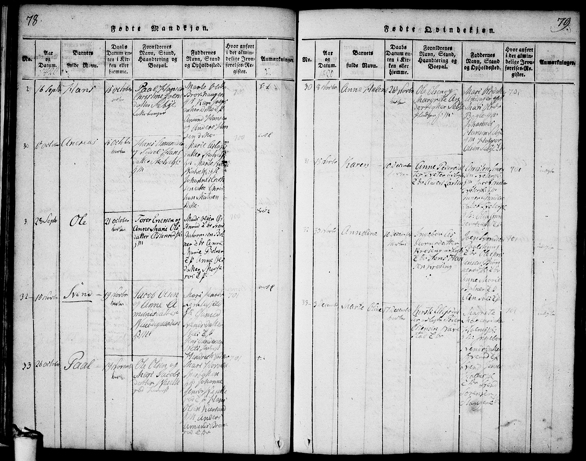 Våler prestekontor Kirkebøker, AV/SAO-A-11083/F/Fa/L0005: Parish register (official) no. I 5, 1815-1839, p. 78-79