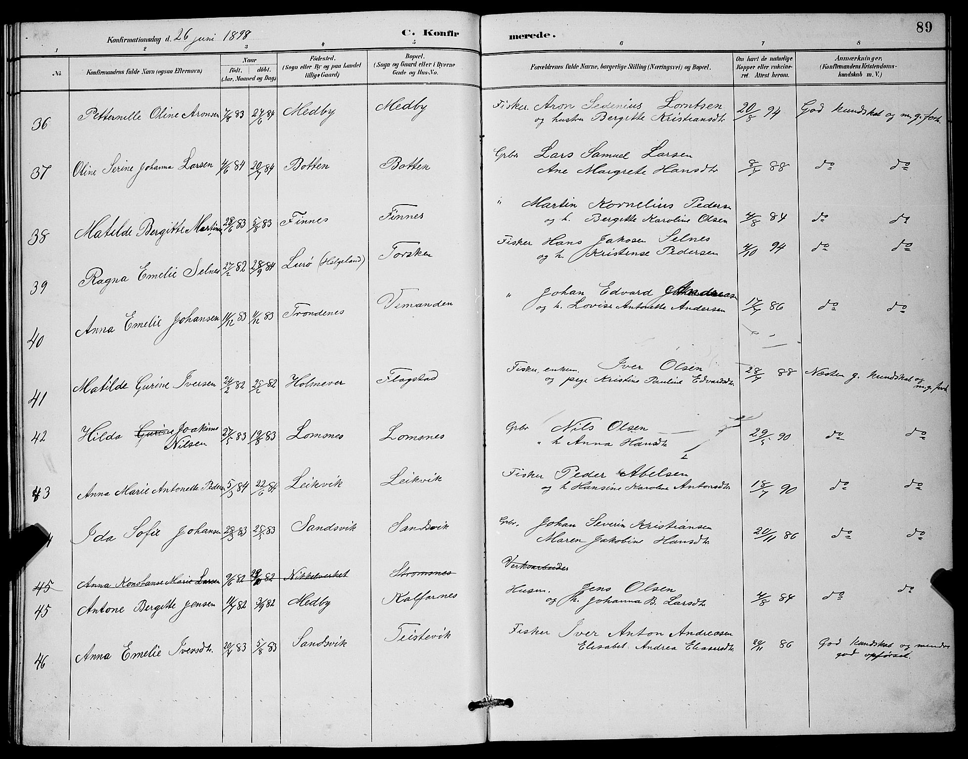 Berg sokneprestkontor, AV/SATØ-S-1318/G/Ga/Gab/L0012klokker: Parish register (copy) no. 12, 1887-1902, p. 89