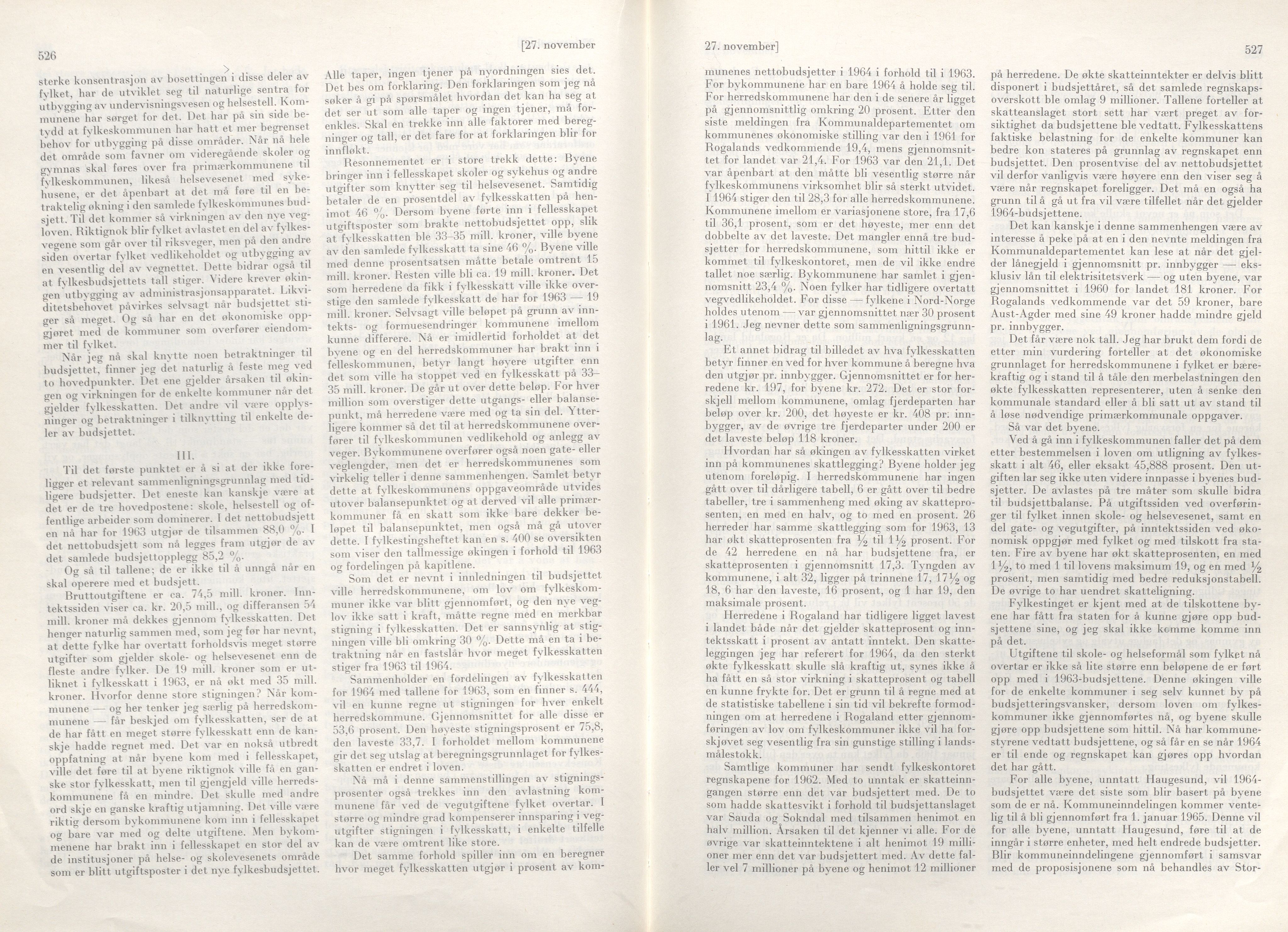 Rogaland fylkeskommune - Fylkesrådmannen , IKAR/A-900/A/Aa/Aaa/L0083: Møtebok , 1963, p. 526-527