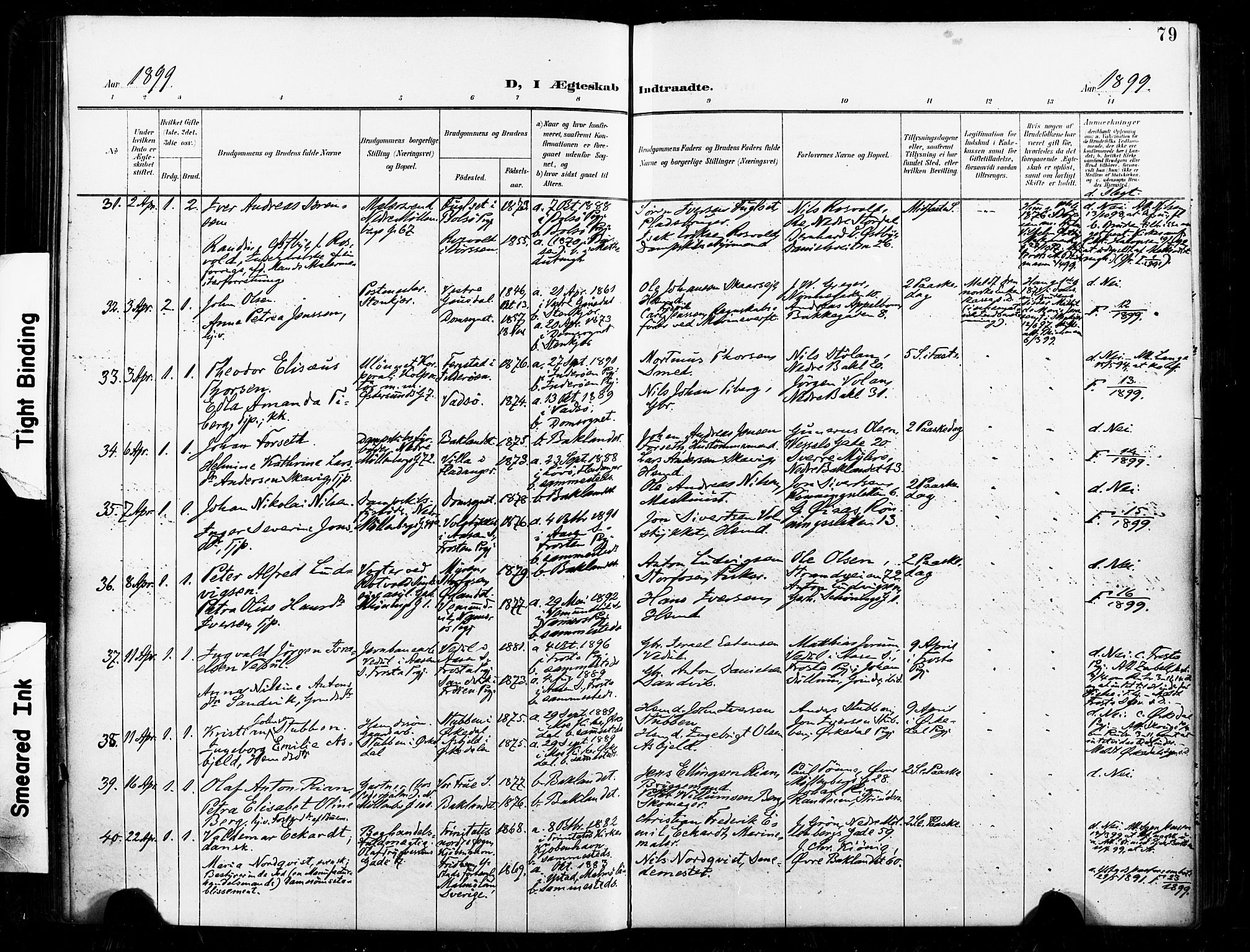 Ministerialprotokoller, klokkerbøker og fødselsregistre - Sør-Trøndelag, AV/SAT-A-1456/604/L0198: Parish register (official) no. 604A19, 1893-1900, p. 79