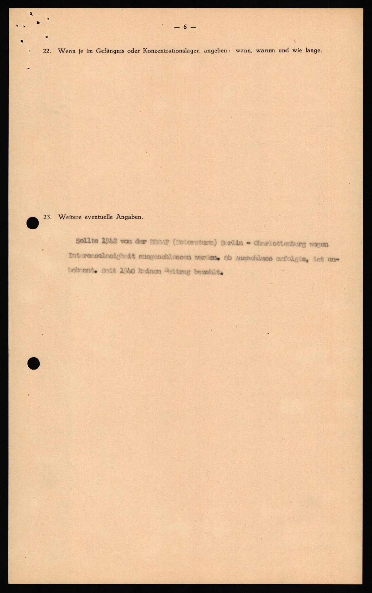 Forsvaret, Forsvarets overkommando II, AV/RA-RAFA-3915/D/Db/L0034: CI Questionaires. Tyske okkupasjonsstyrker i Norge. Tyskere., 1945-1946, p. 15