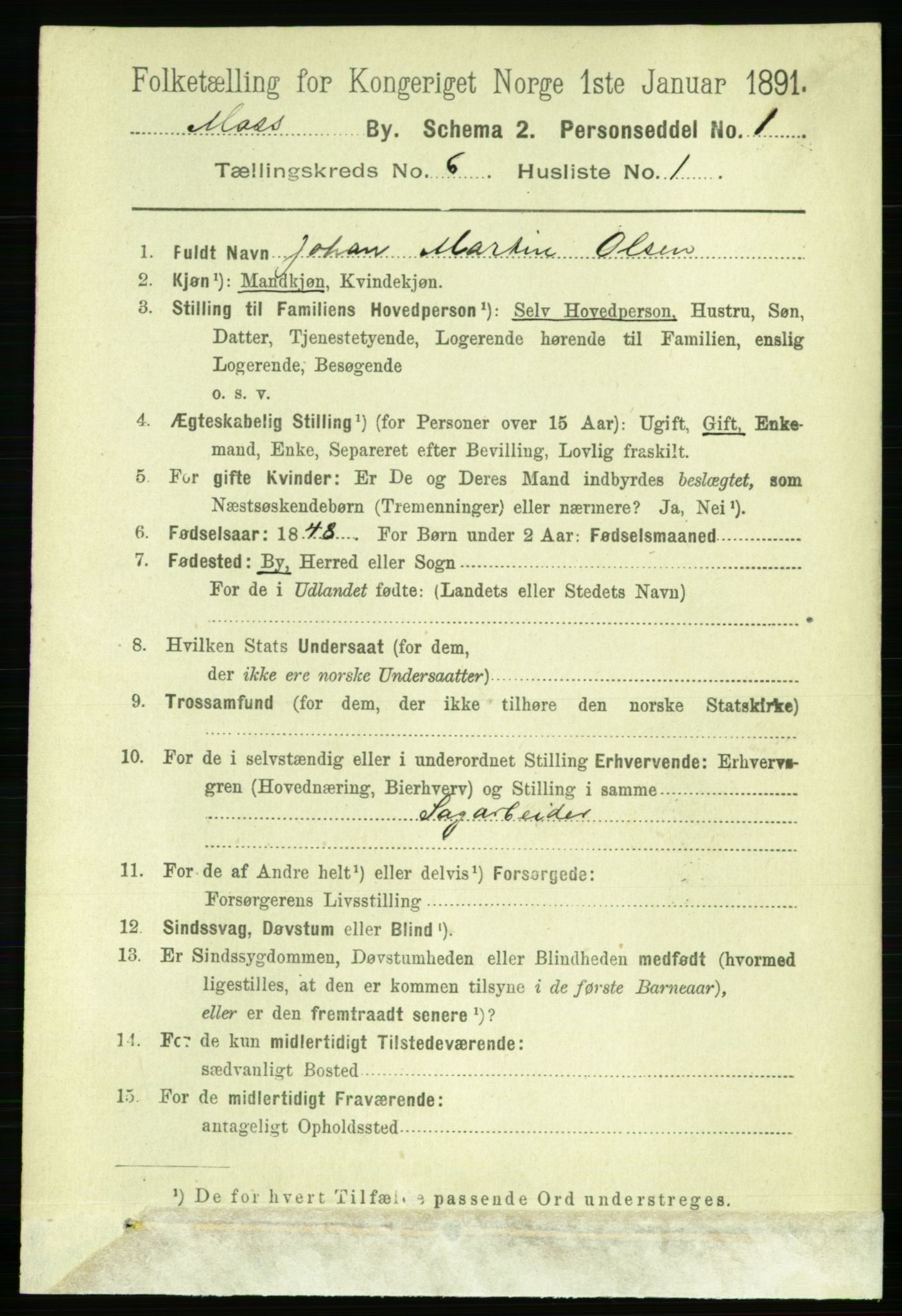 RA, 1891 census for 0104 Moss, 1891, p. 3246