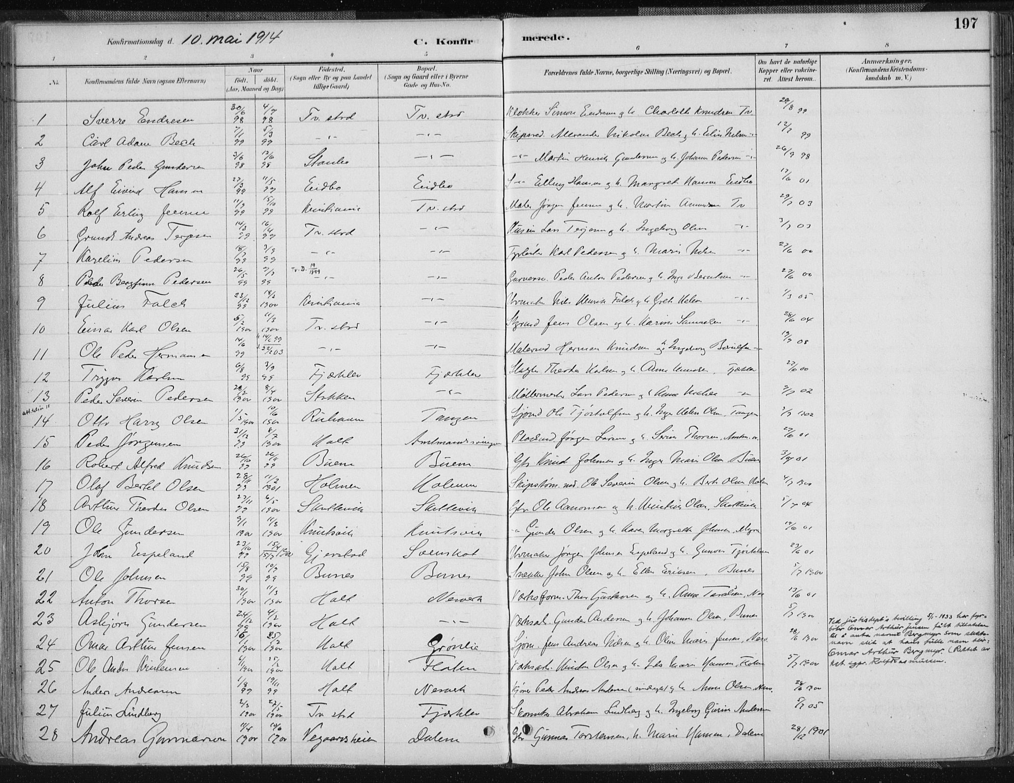 Tvedestrand sokneprestkontor, SAK/1111-0042/F/Fa/L0001: Parish register (official) no. A 1, 1885-1916, p. 197