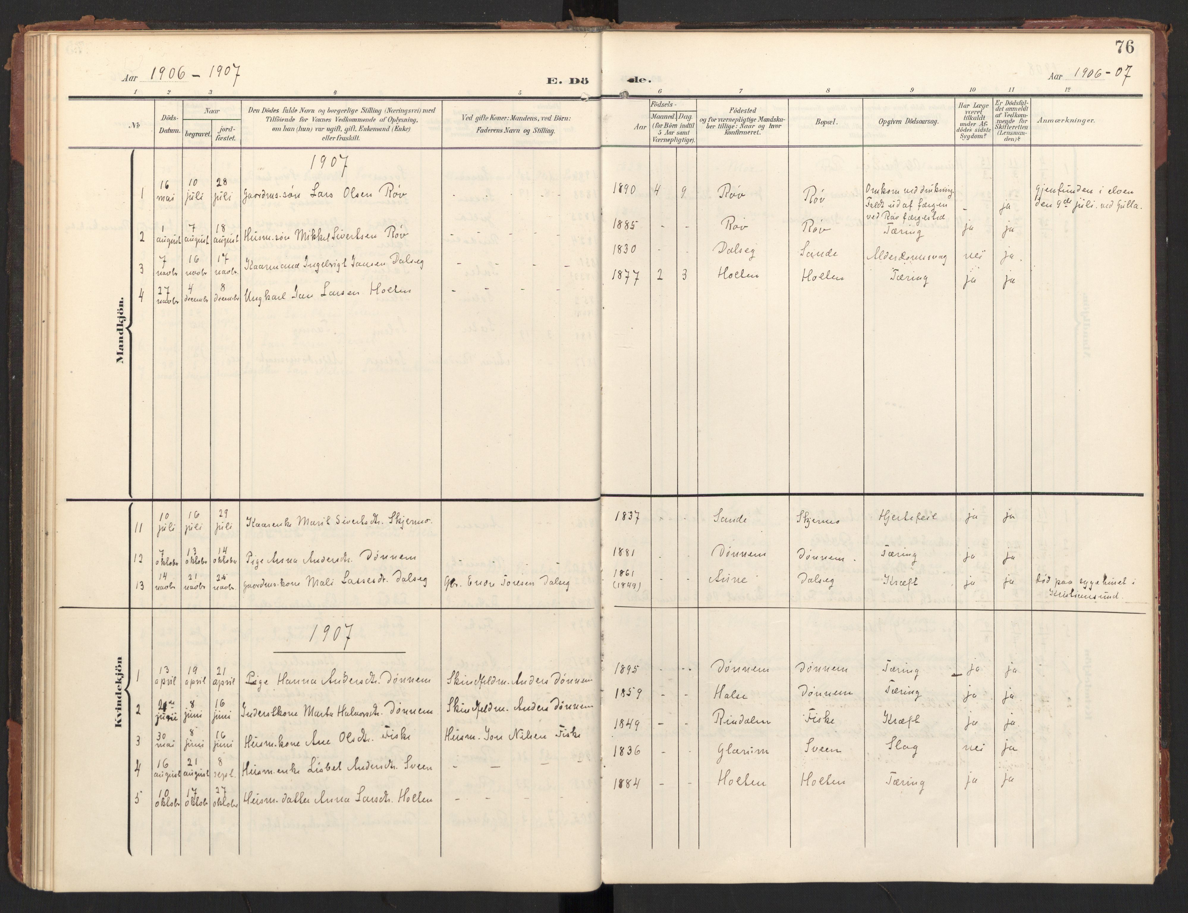 Ministerialprotokoller, klokkerbøker og fødselsregistre - Møre og Romsdal, SAT/A-1454/597/L1063: Parish register (official) no. 597A02, 1905-1923, p. 76