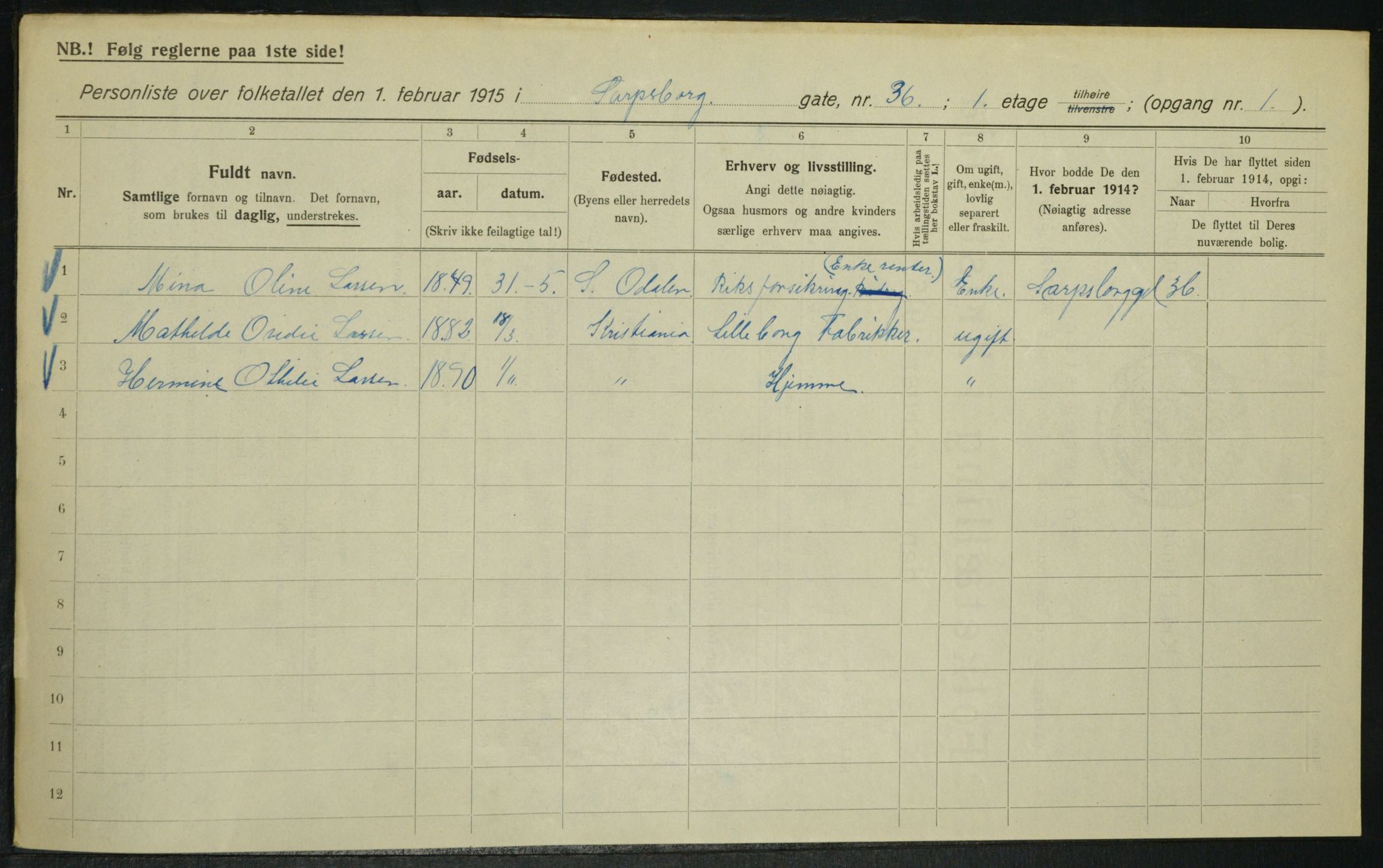 OBA, Municipal Census 1915 for Kristiania, 1915, p. 88836