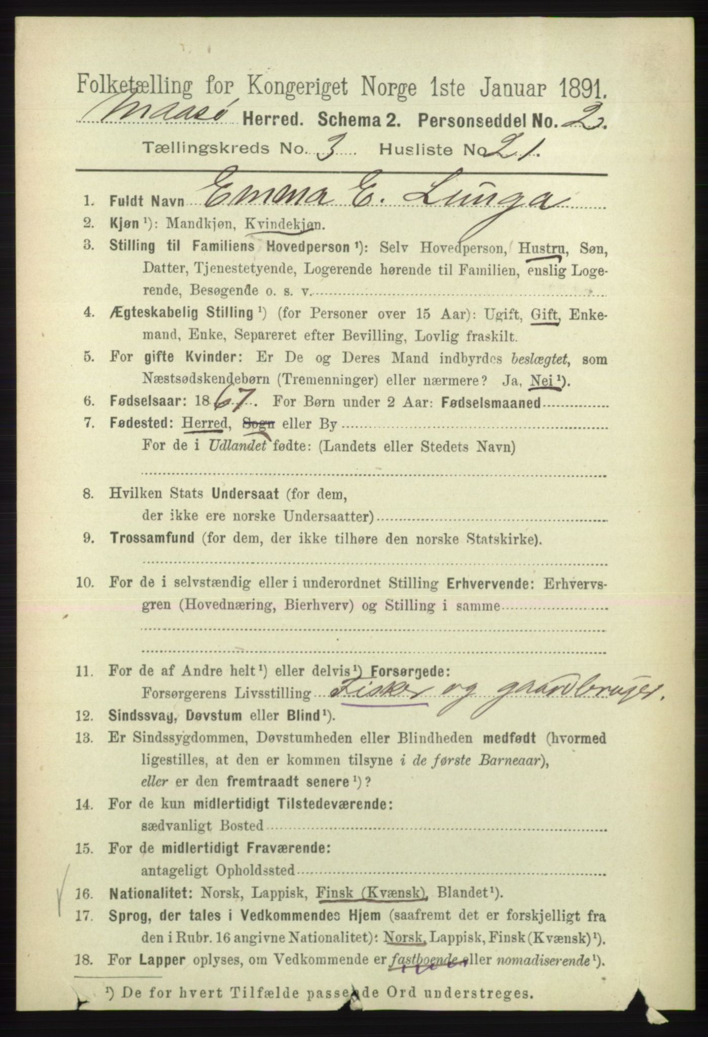 RA, 1891 census for 2018 Måsøy, 1891, p. 503