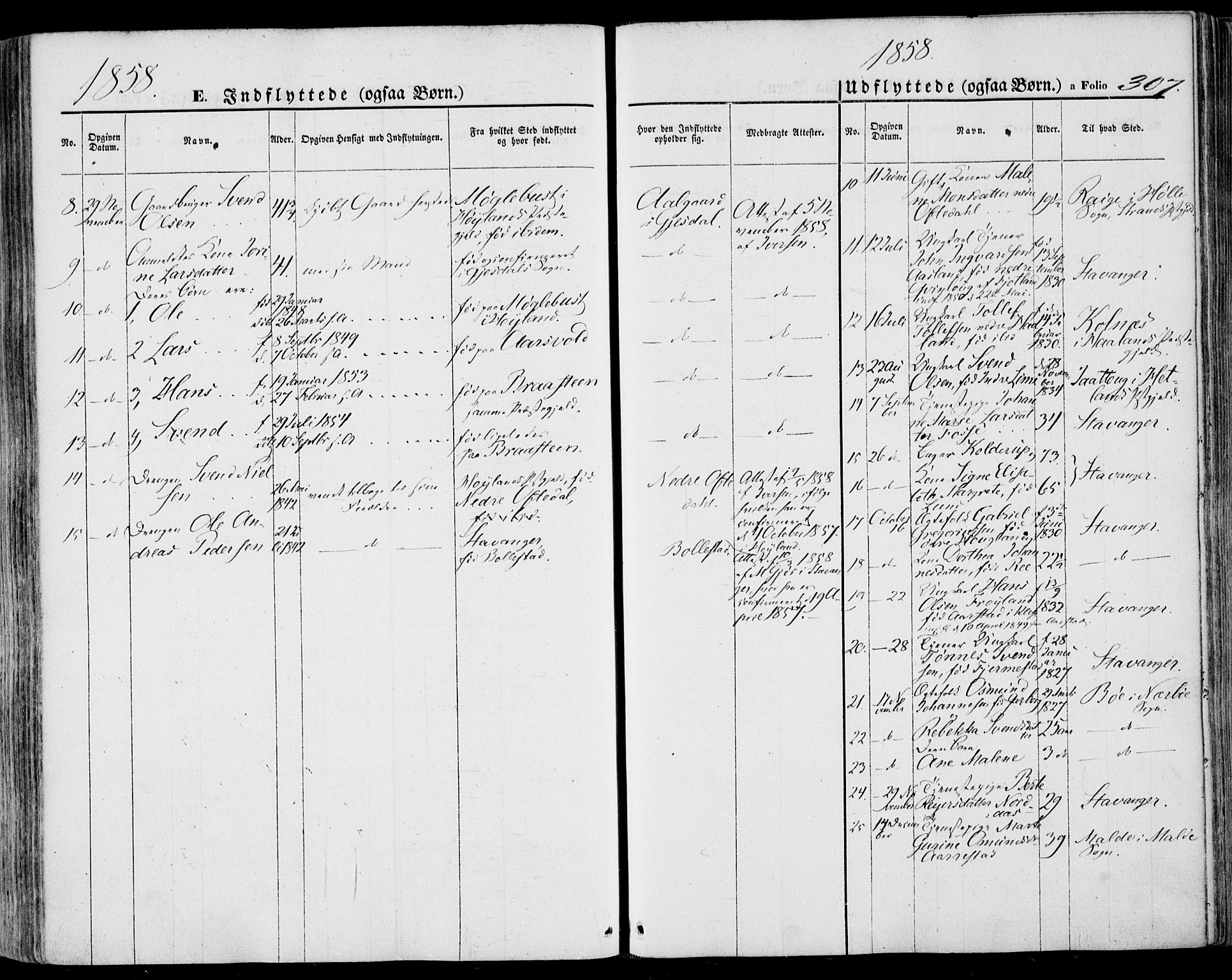 Lye sokneprestkontor, AV/SAST-A-101794/001/30BA/L0007: Parish register (official) no. A 6, 1856-1871, p. 307