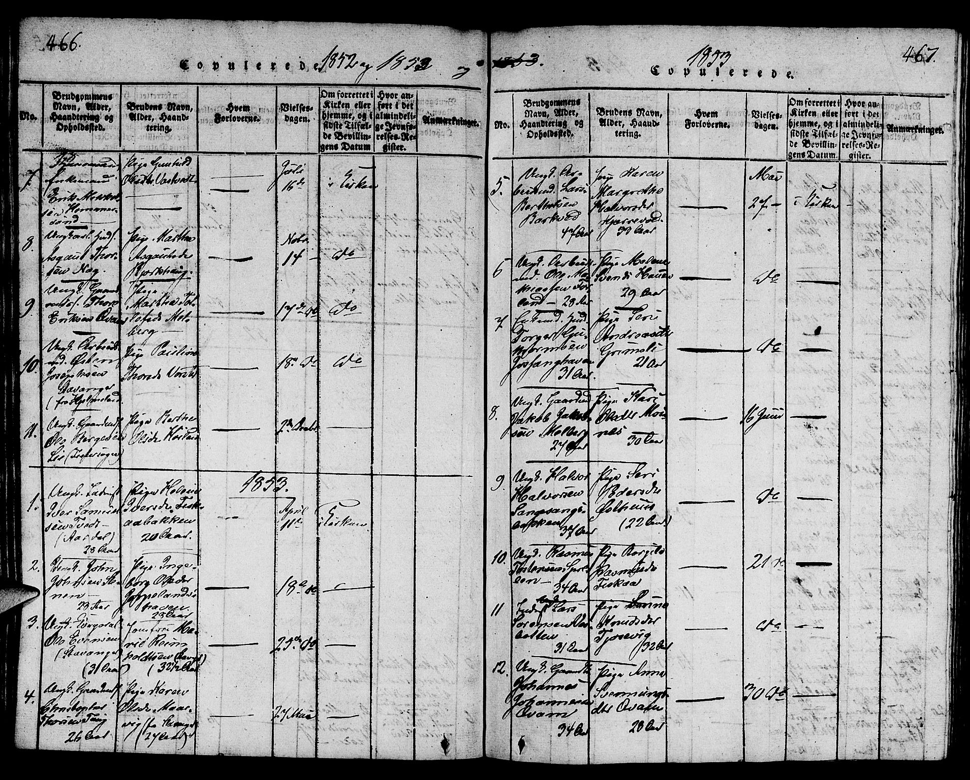 Strand sokneprestkontor, SAST/A-101828/H/Ha/Hab/L0001: Parish register (copy) no. B 1, 1816-1854, p. 466-467