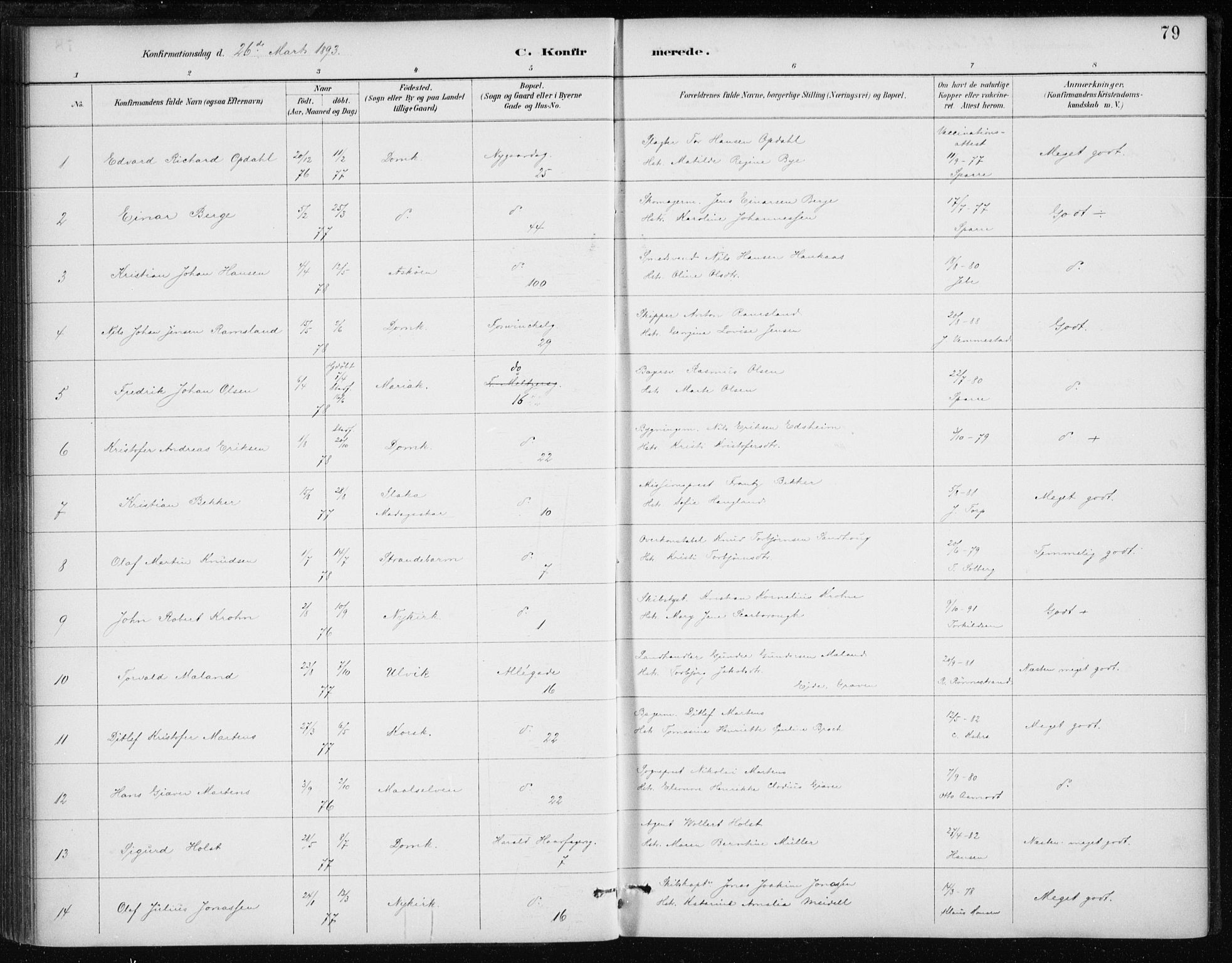 Johanneskirken sokneprestembete, AV/SAB-A-76001/H/Haa/L0008: Parish register (official) no. C 1, 1885-1907, p. 79