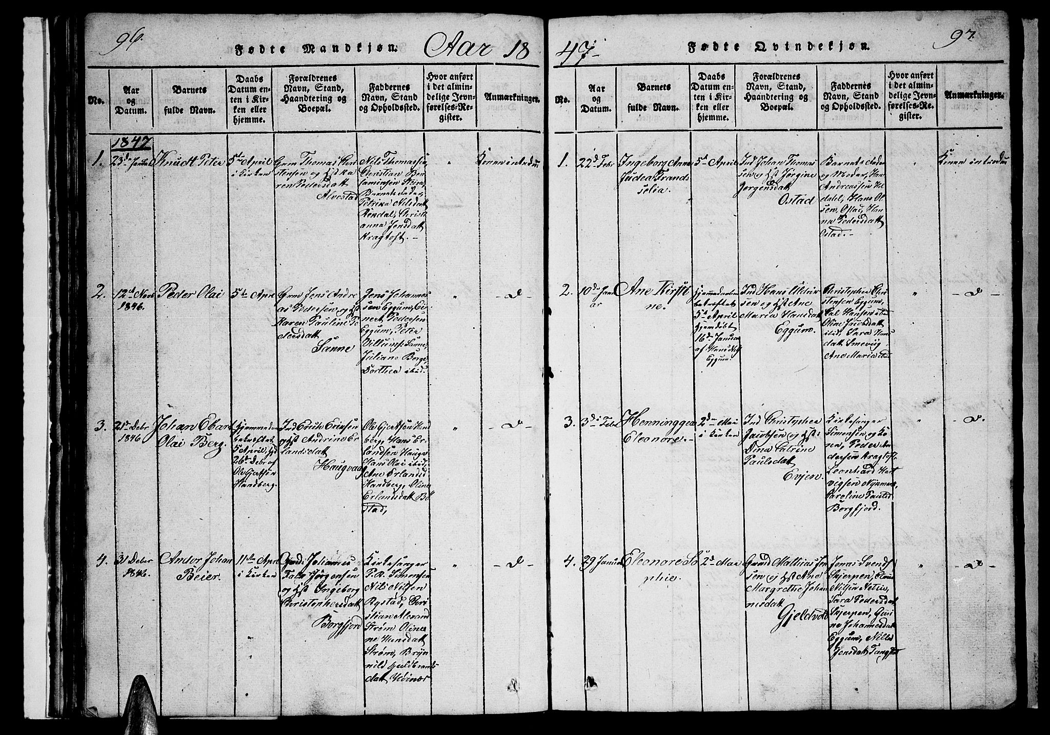 Ministerialprotokoller, klokkerbøker og fødselsregistre - Nordland, AV/SAT-A-1459/880/L1139: Parish register (copy) no. 880C01, 1836-1857, p. 96-97