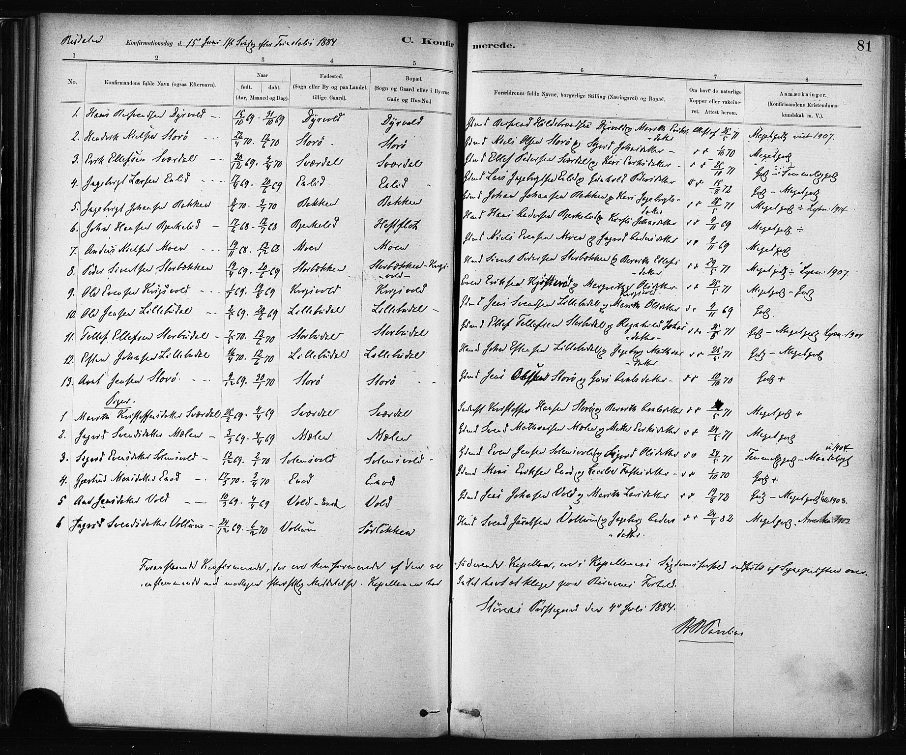 Ministerialprotokoller, klokkerbøker og fødselsregistre - Sør-Trøndelag, AV/SAT-A-1456/687/L1002: Parish register (official) no. 687A08, 1878-1890, p. 81