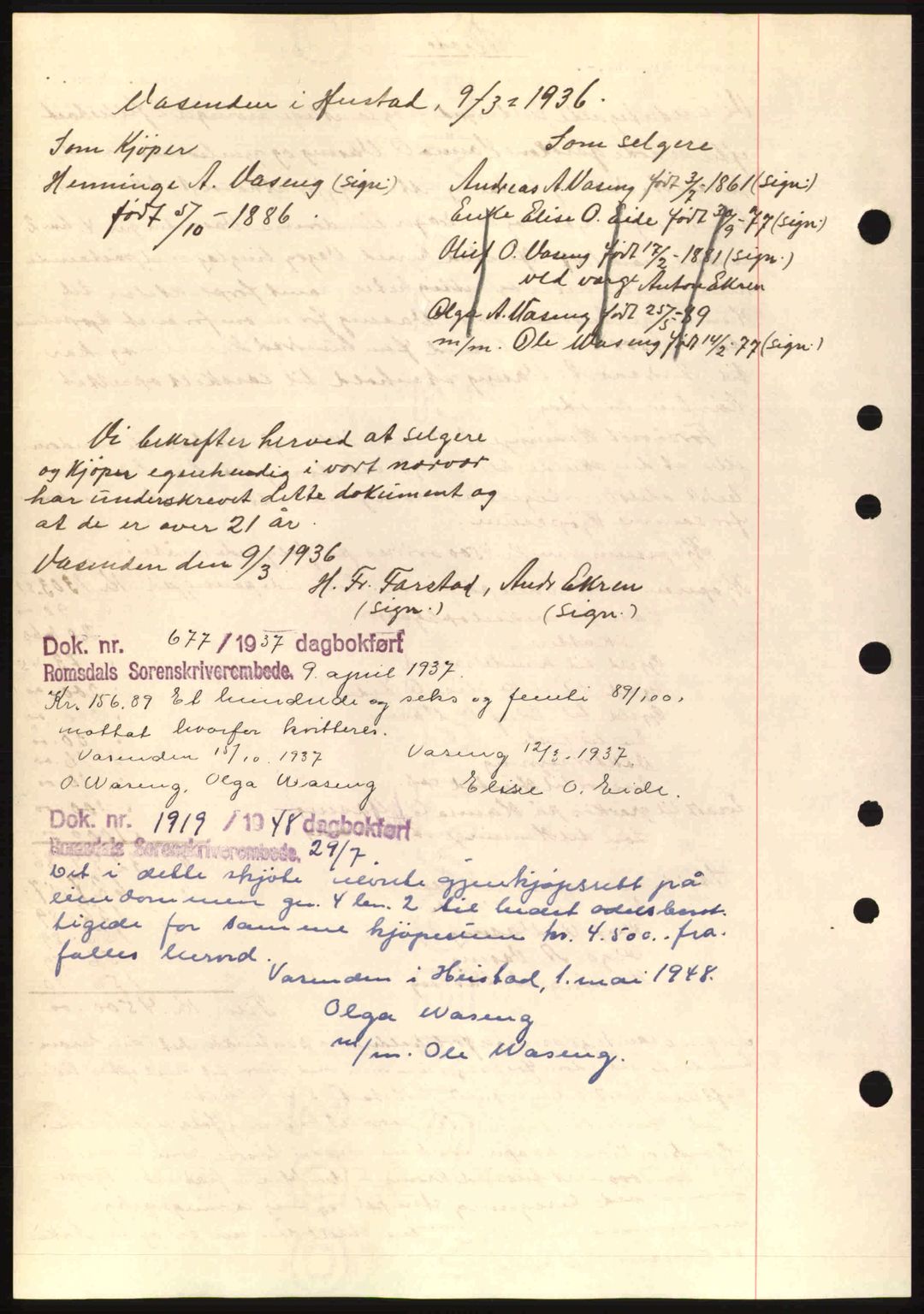 Romsdal sorenskriveri, AV/SAT-A-4149/1/2/2C: Mortgage book no. A1, 1936-1936, Diary no: : 724/1936