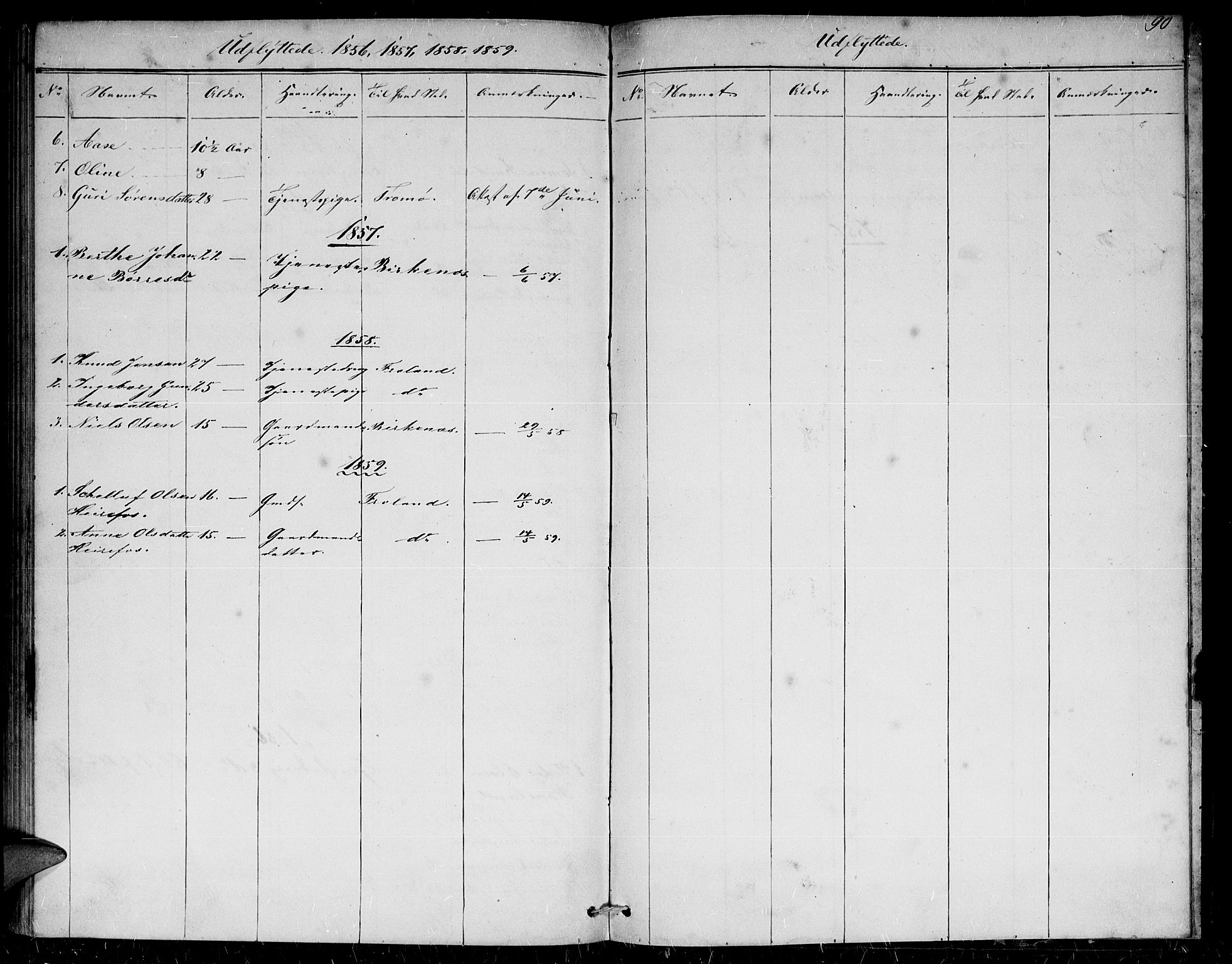 Herefoss sokneprestkontor, SAK/1111-0019/F/Fb/Fba/L0001: Parish register (copy) no. B 1, 1851-1868, p. 90