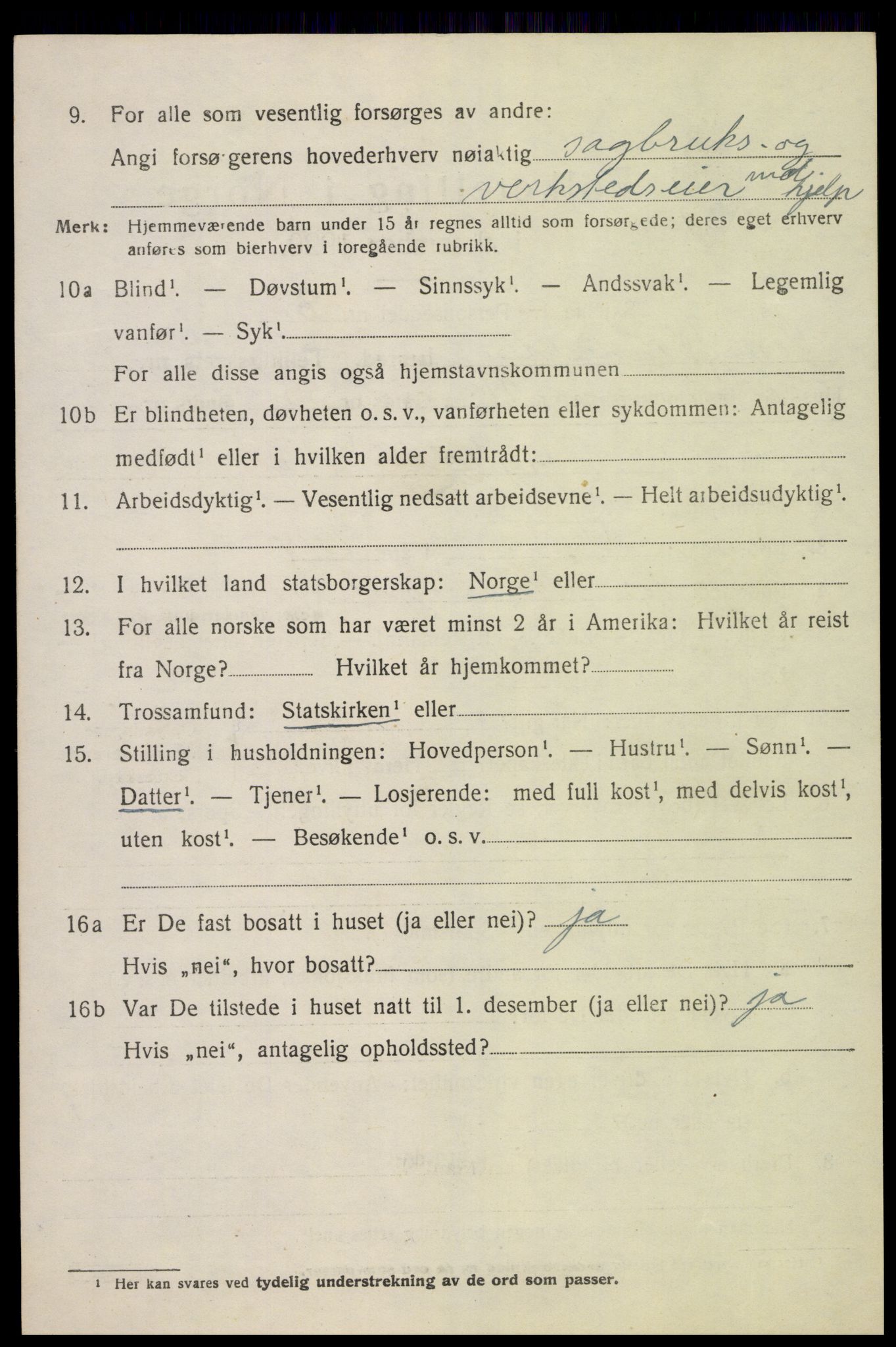 SAK, 1920 census for Sør-Audnedal, 1920, p. 5922