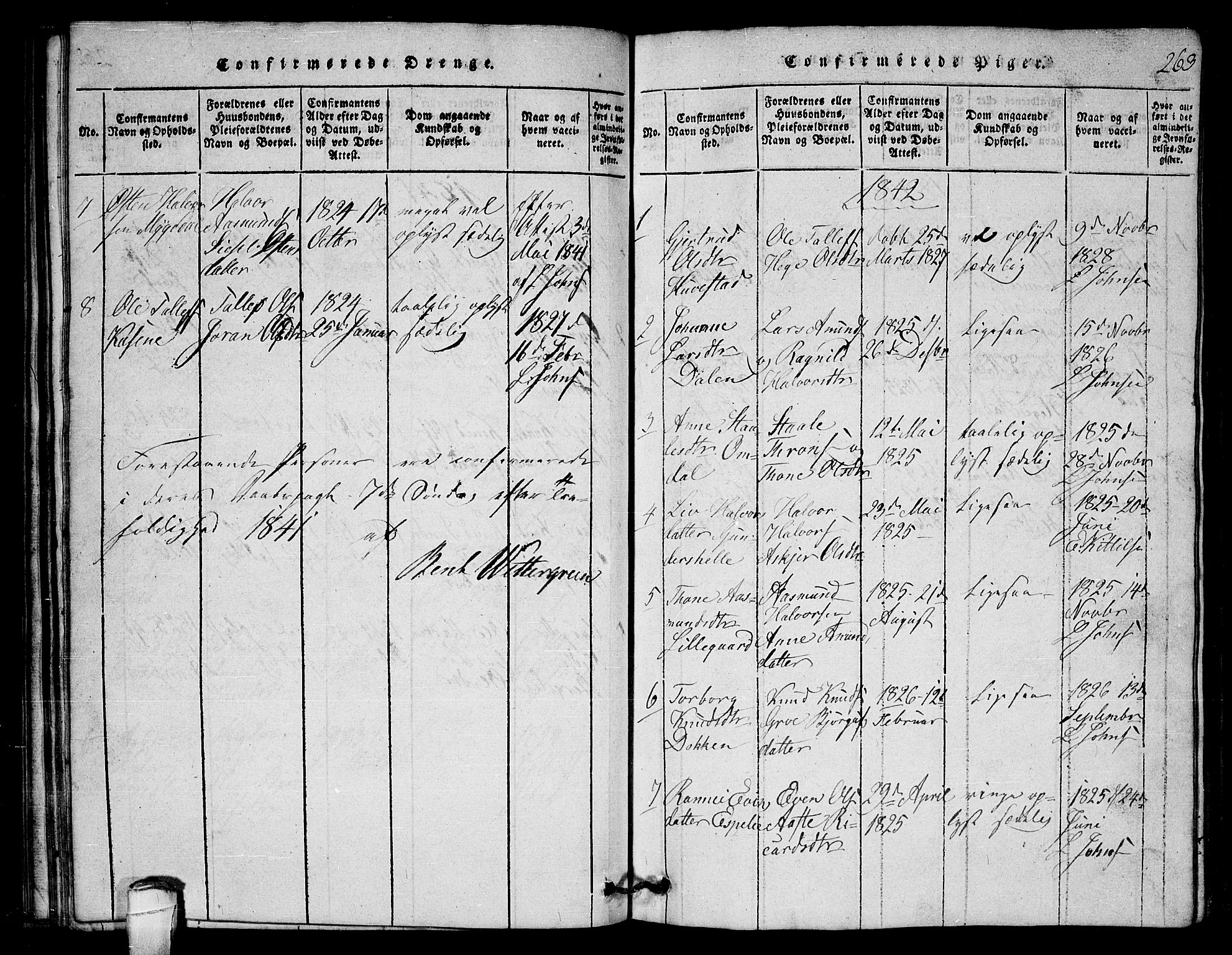 Lårdal kirkebøker, SAKO/A-284/G/Gb/L0001: Parish register (copy) no. II 1, 1815-1865, p. 263