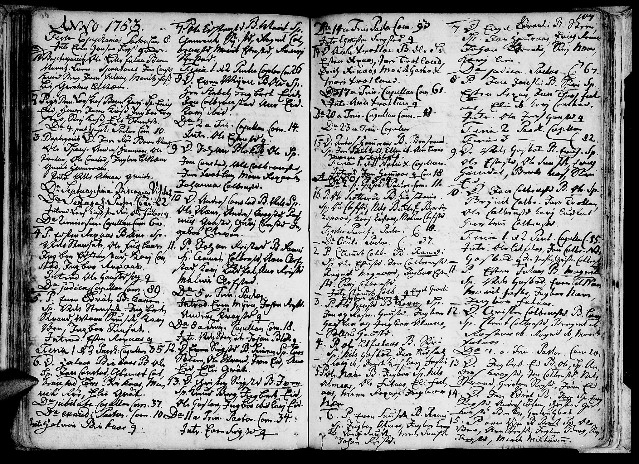 Ministerialprotokoller, klokkerbøker og fødselsregistre - Sør-Trøndelag, SAT/A-1456/691/L1060: Parish register (official) no. 691A01 /4, 1740-1767, p. 107