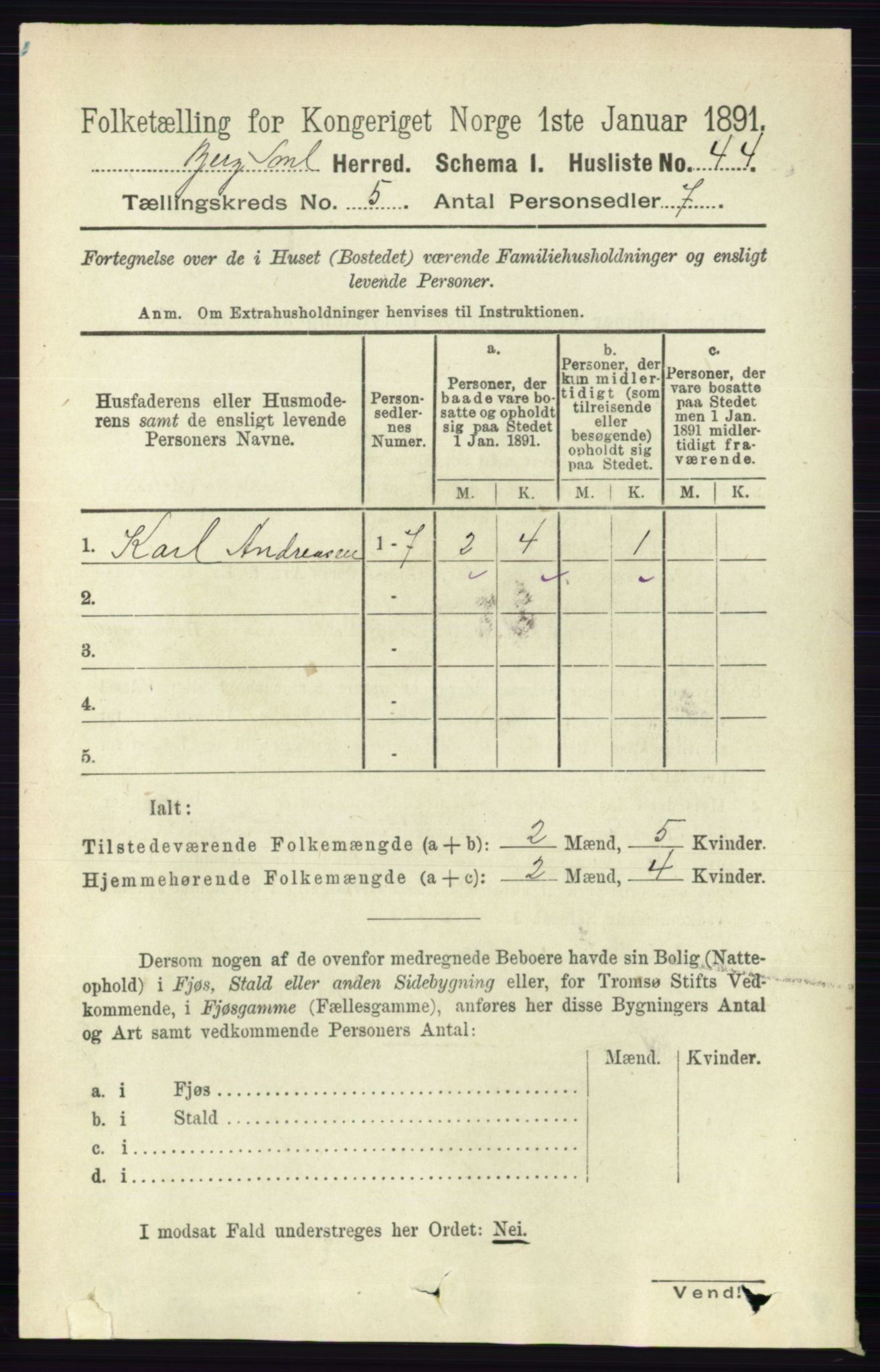 RA, 1891 census for 0116 Berg, 1891, p. 3381