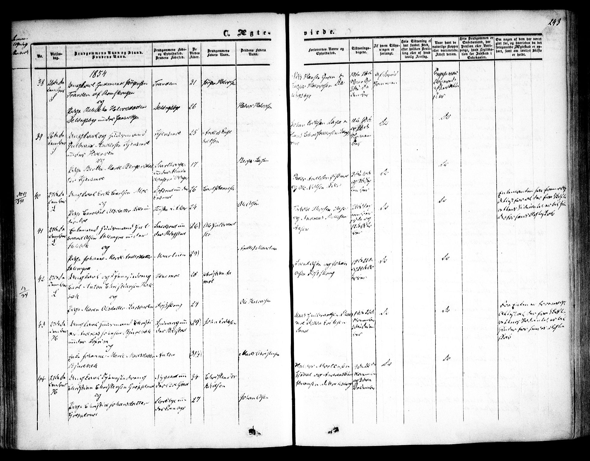 Høland prestekontor Kirkebøker, AV/SAO-A-10346a/F/Fa/L0010: Parish register (official) no. I 10, 1854-1861, p. 243