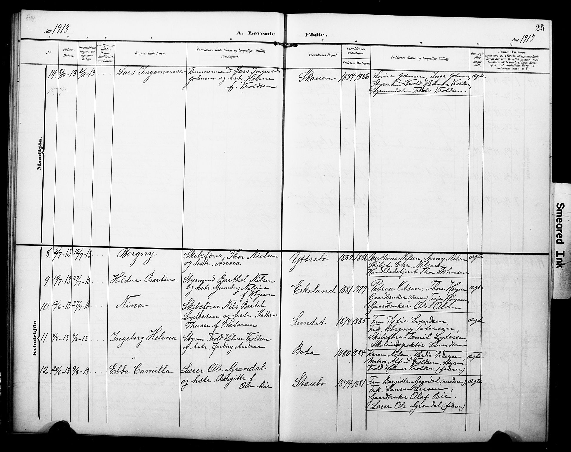 Dypvåg sokneprestkontor, AV/SAK-1111-0007/F/Fb/Fbb/L0005: Parish register (copy) no. B 5, 1905-1924, p. 25