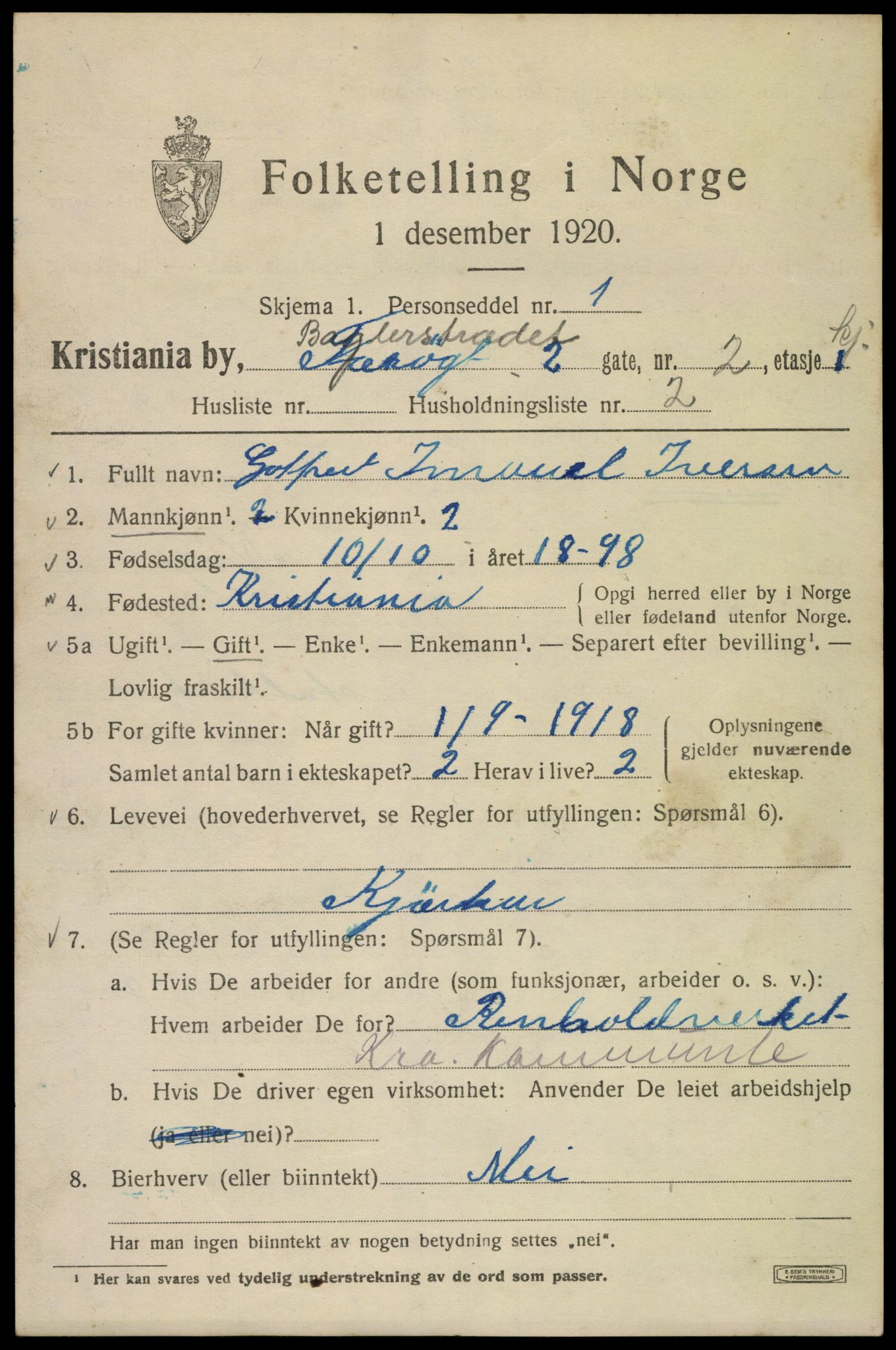 SAO, 1920 census for Kristiania, 1920, p. 147225