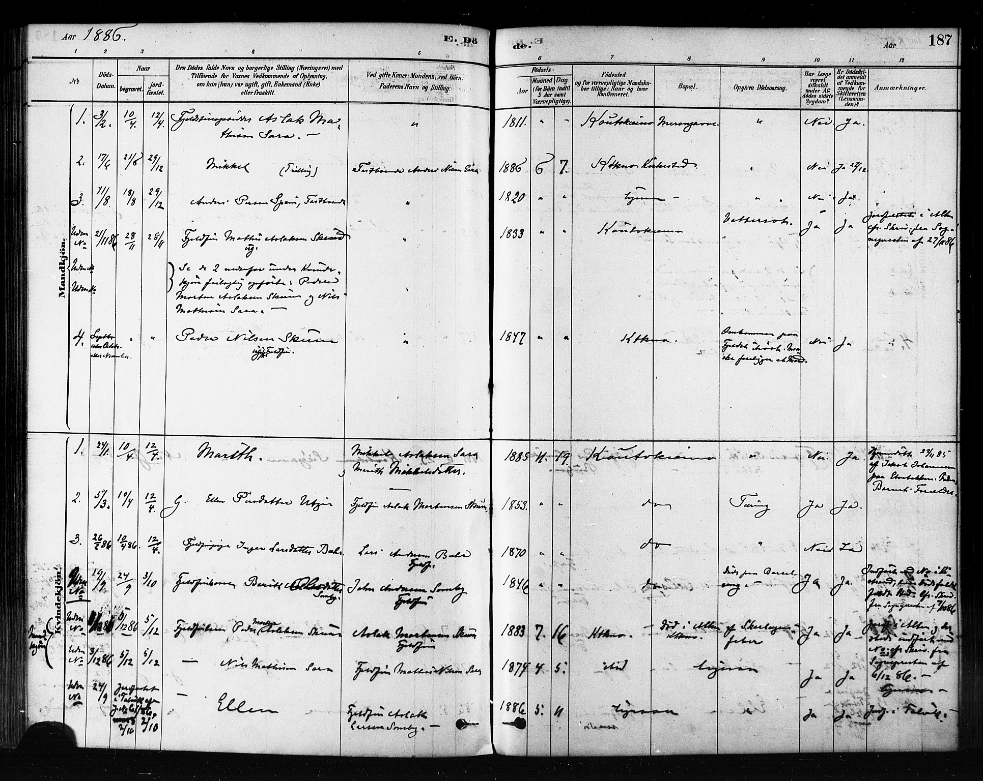 Kautokeino sokneprestembete, AV/SATØ-S-1340/H/Ha/L0004.kirke: Parish register (official) no. 4, 1877-1896, p. 187