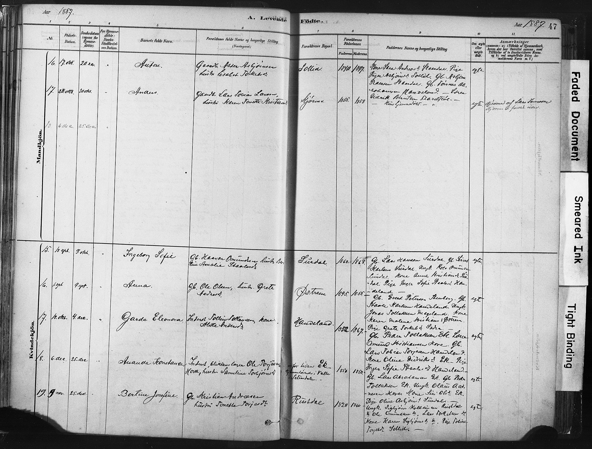 Lund sokneprestkontor, AV/SAST-A-101809/S06/L0011: Parish register (official) no. A 10, 1877-1904, p. 47