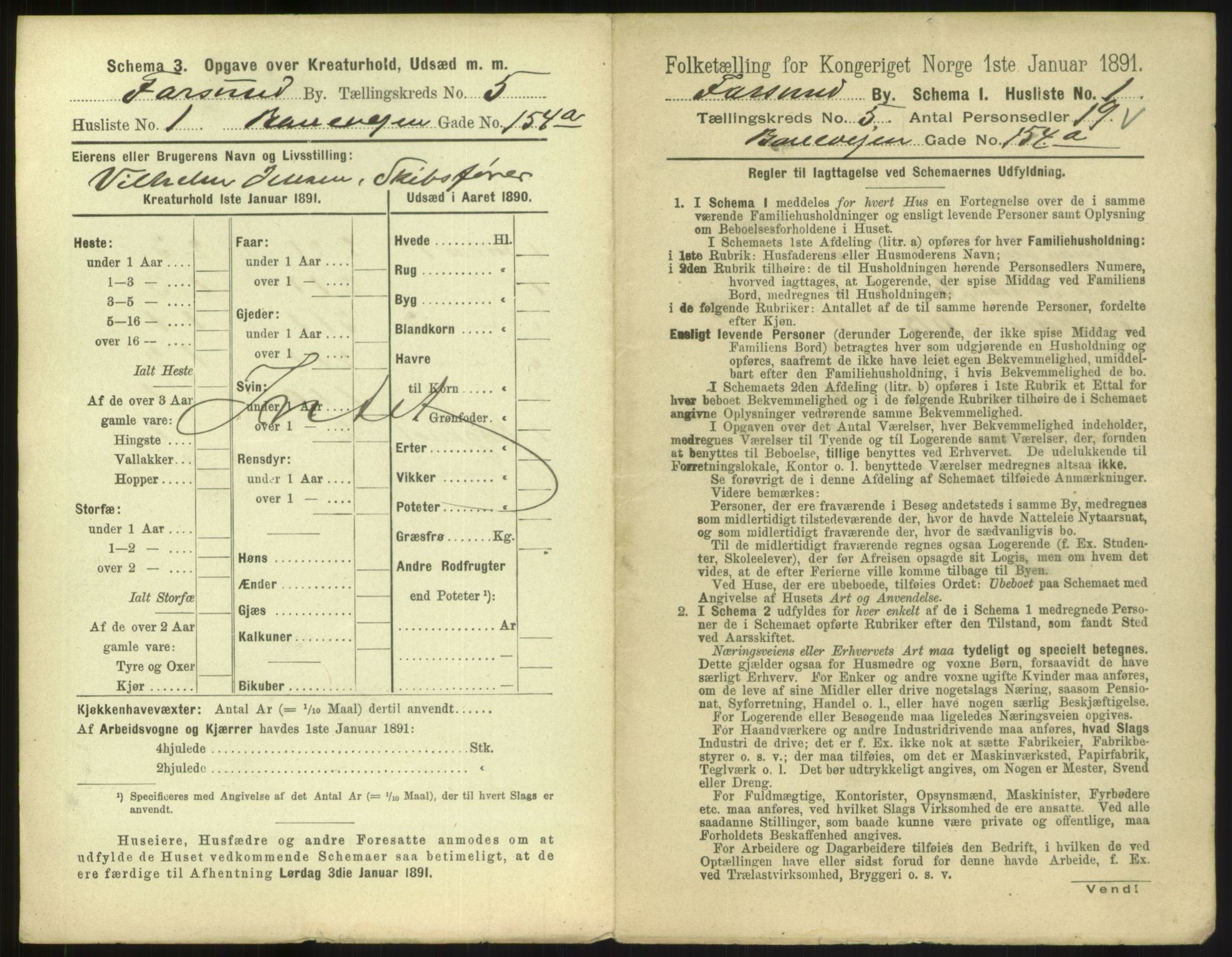 RA, 1891 census for 1003 Farsund, 1891, p. 416