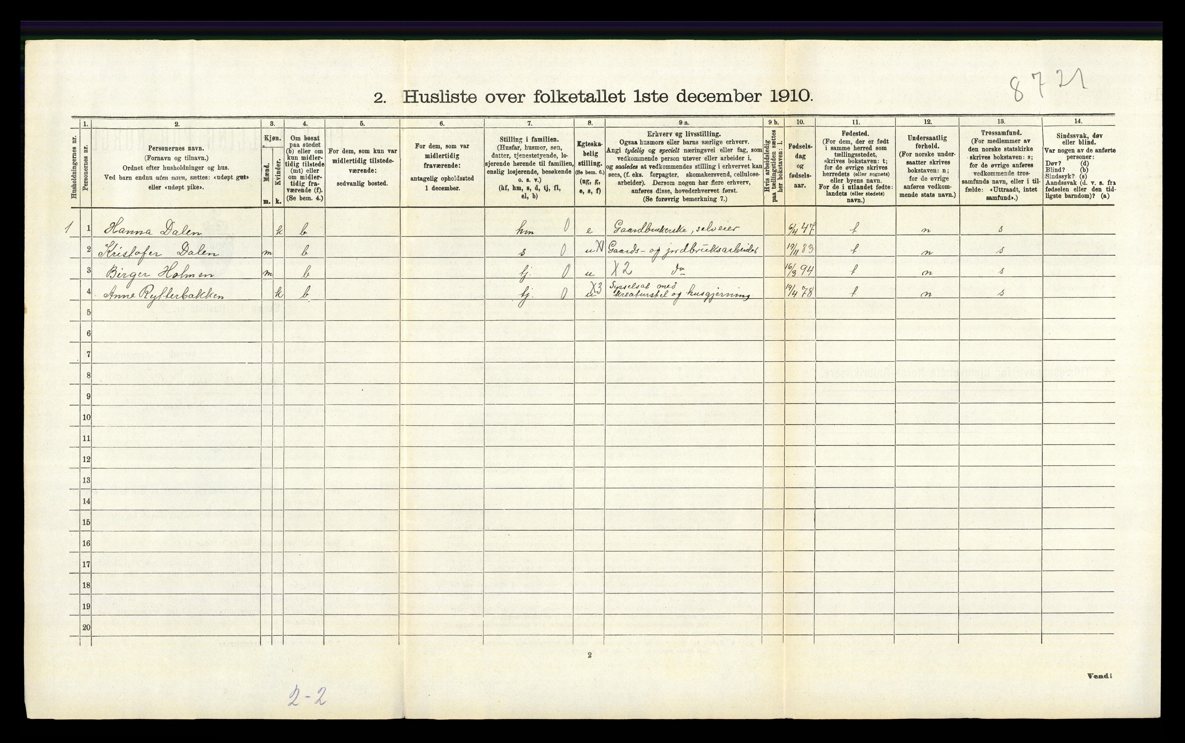 RA, 1910 census for Tynset, 1910, p. 1120