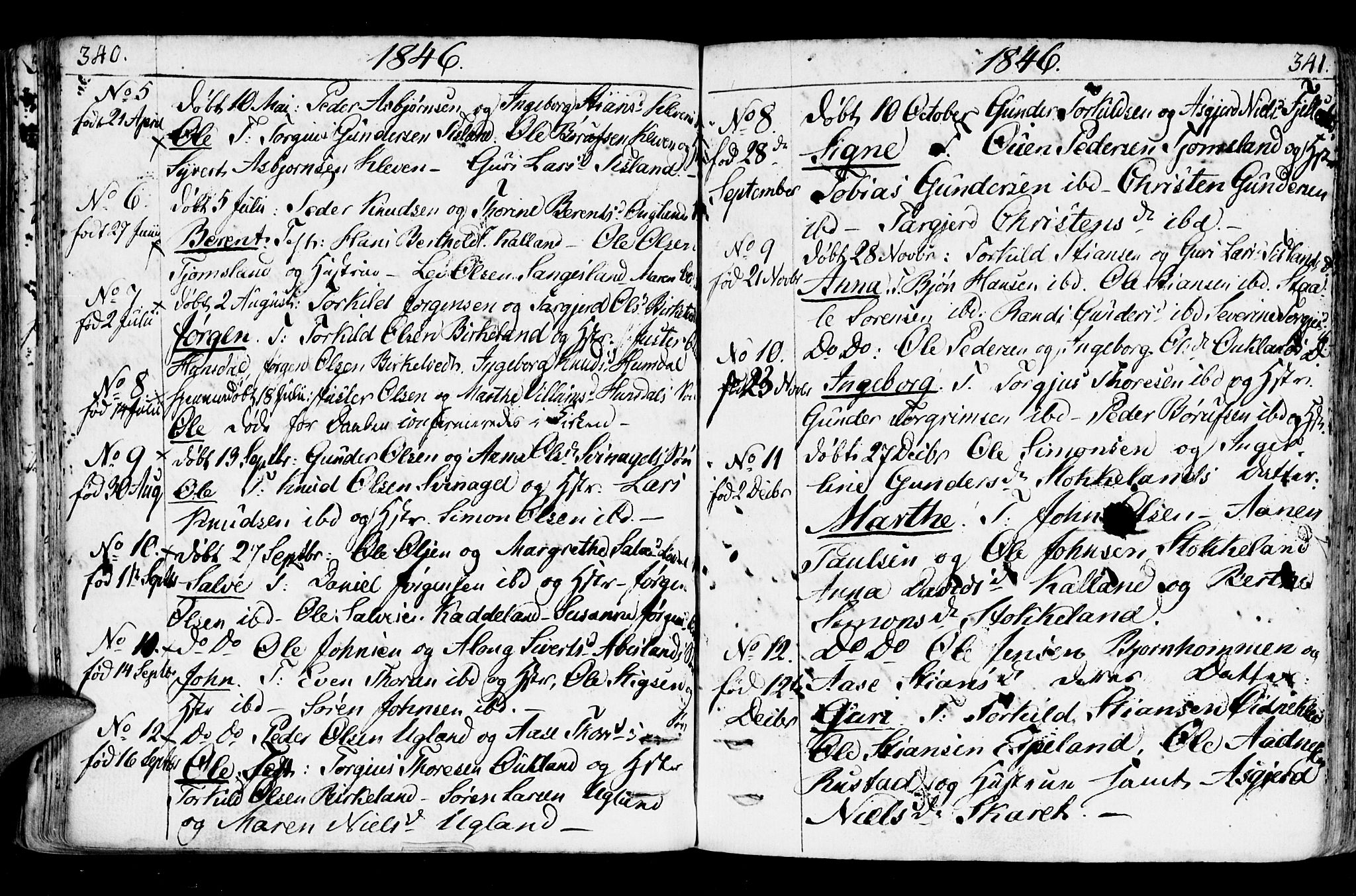 Holum sokneprestkontor, AV/SAK-1111-0022/F/Fa/Fab/L0004: Parish register (official) no. A 4, 1774-1847, p. 340-341