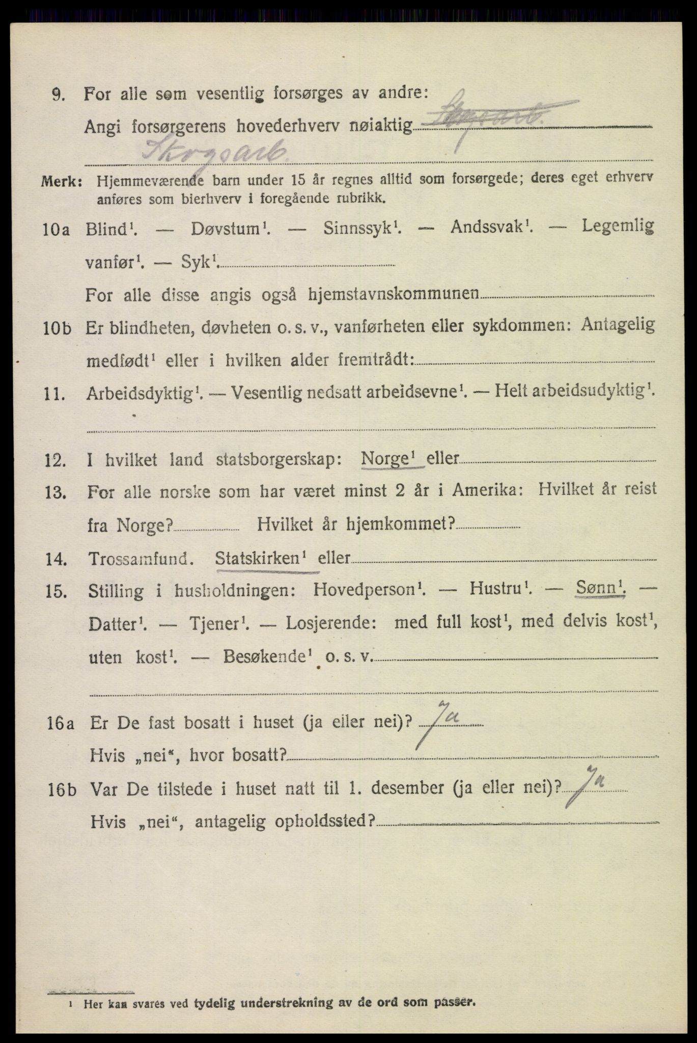 SAH, 1920 census for Stange, 1920, p. 14586