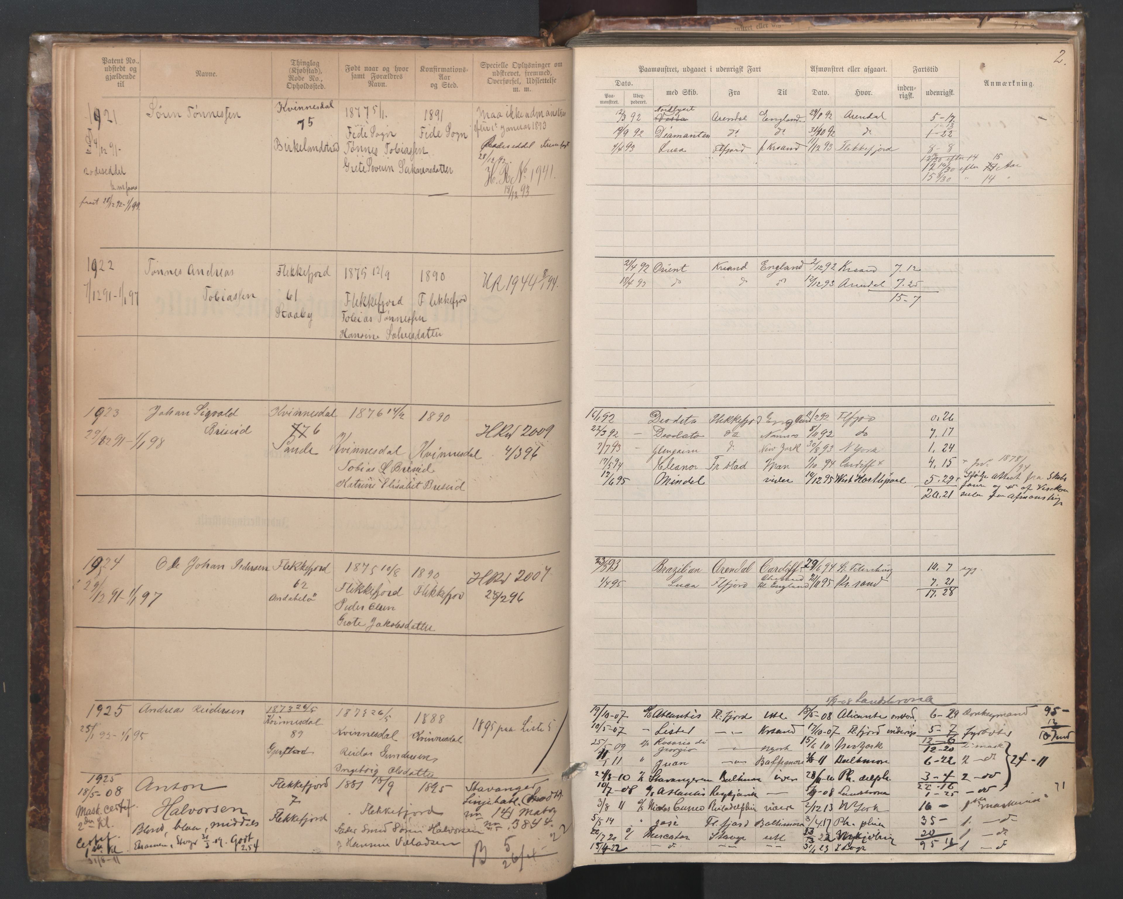 Flekkefjord mønstringskrets, SAK/2031-0018/F/Fa/L0003: Annotasjonsrulle nr 1921-2963 med register, N-3, 1892-1948, p. 31