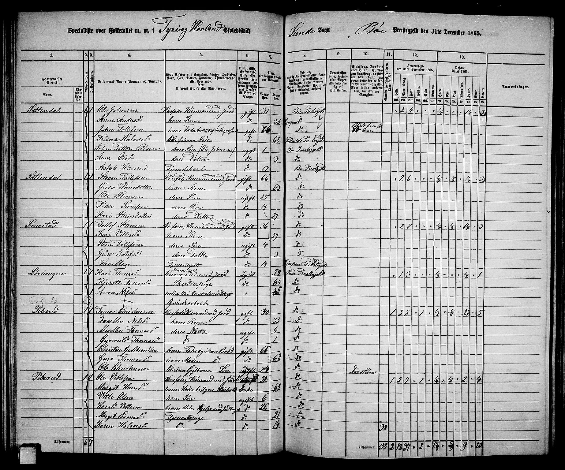 RA, 1865 census for Bø, 1865, p. 86