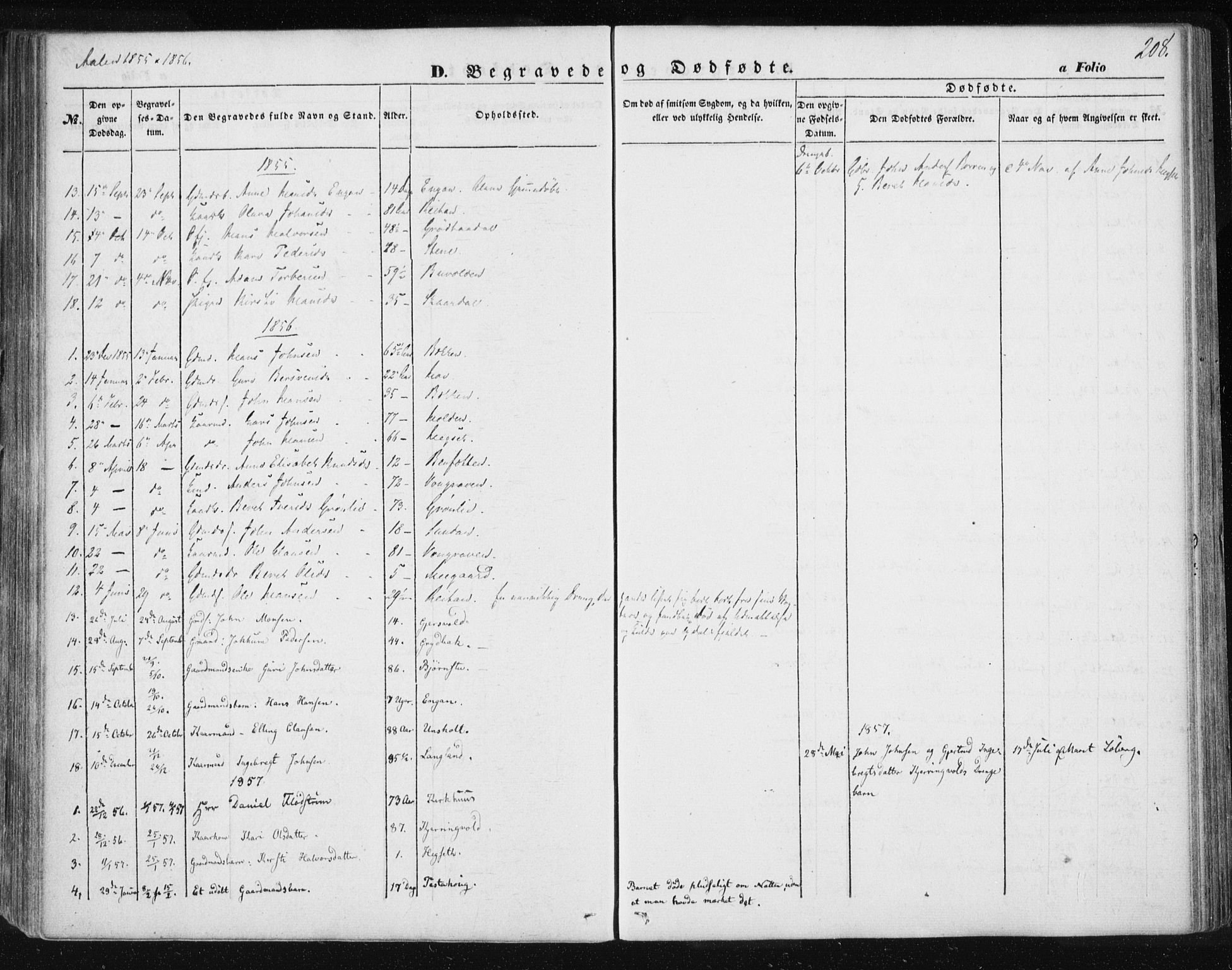 Ministerialprotokoller, klokkerbøker og fødselsregistre - Sør-Trøndelag, SAT/A-1456/685/L0965: Parish register (official) no. 685A06 /3, 1846-1859, p. 208