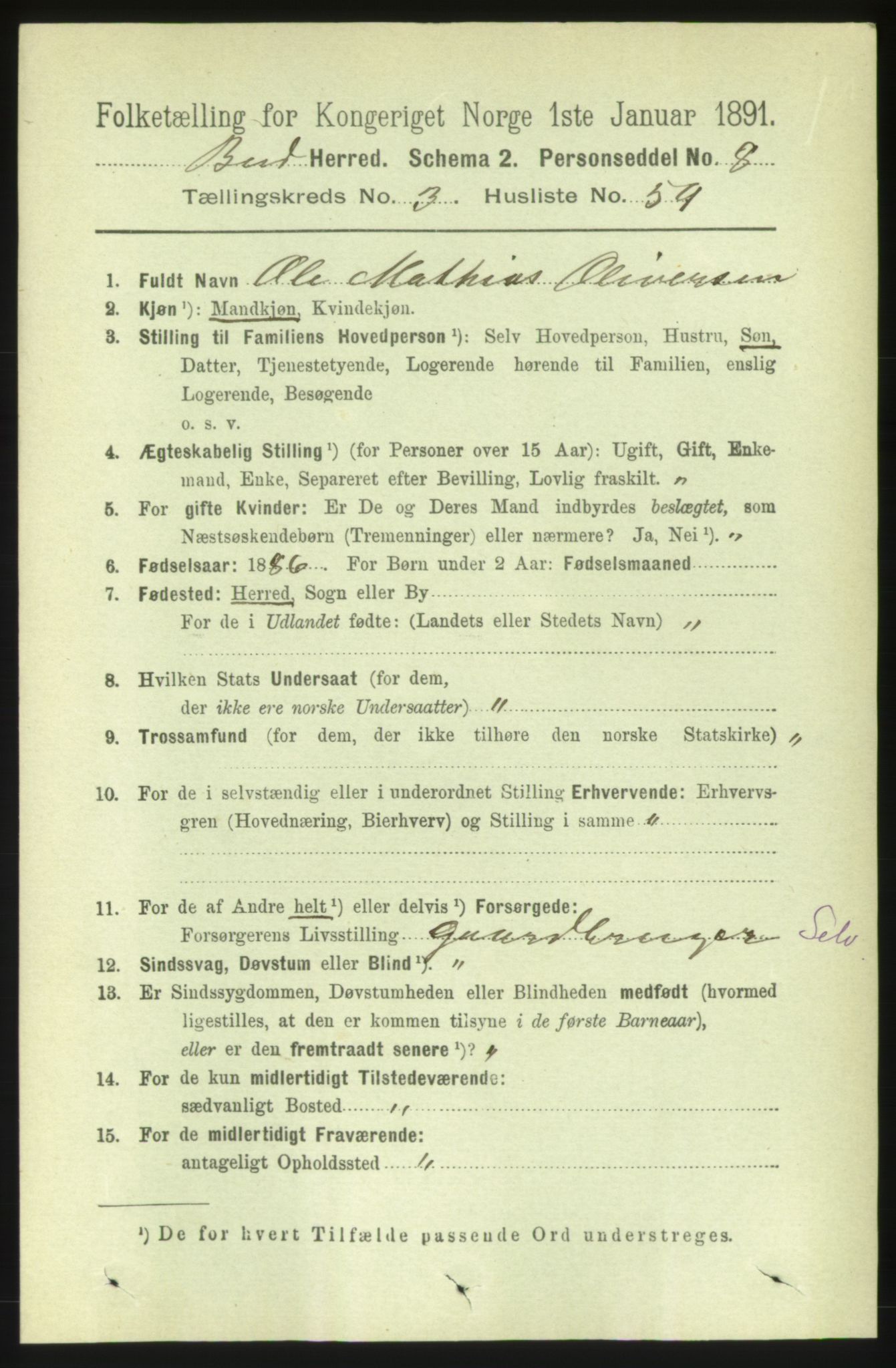 RA, 1891 census for 1549 Bud, 1891, p. 1862