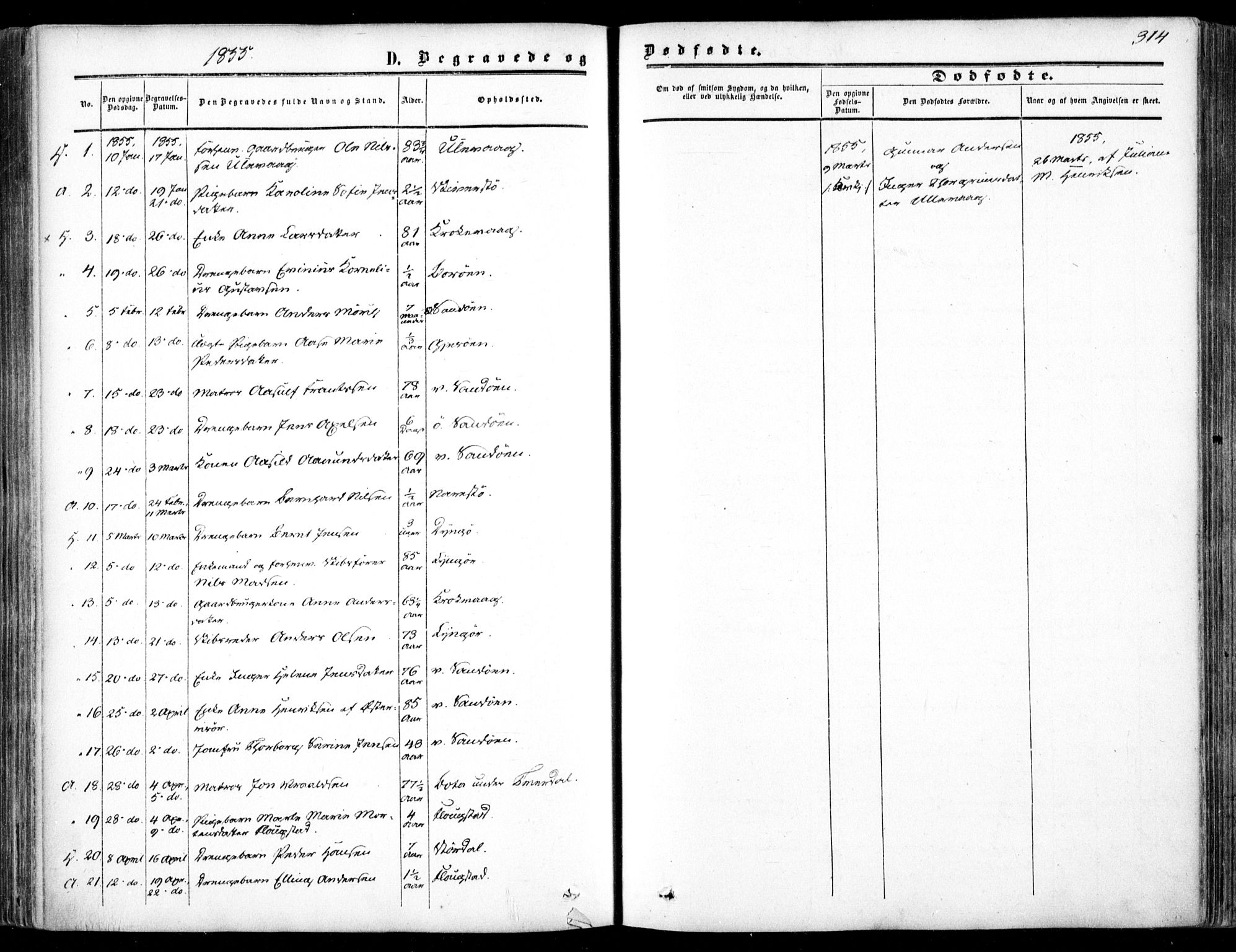 Dypvåg sokneprestkontor, SAK/1111-0007/F/Fa/Faa/L0006: Parish register (official) no. A 6, 1855-1872, p. 314