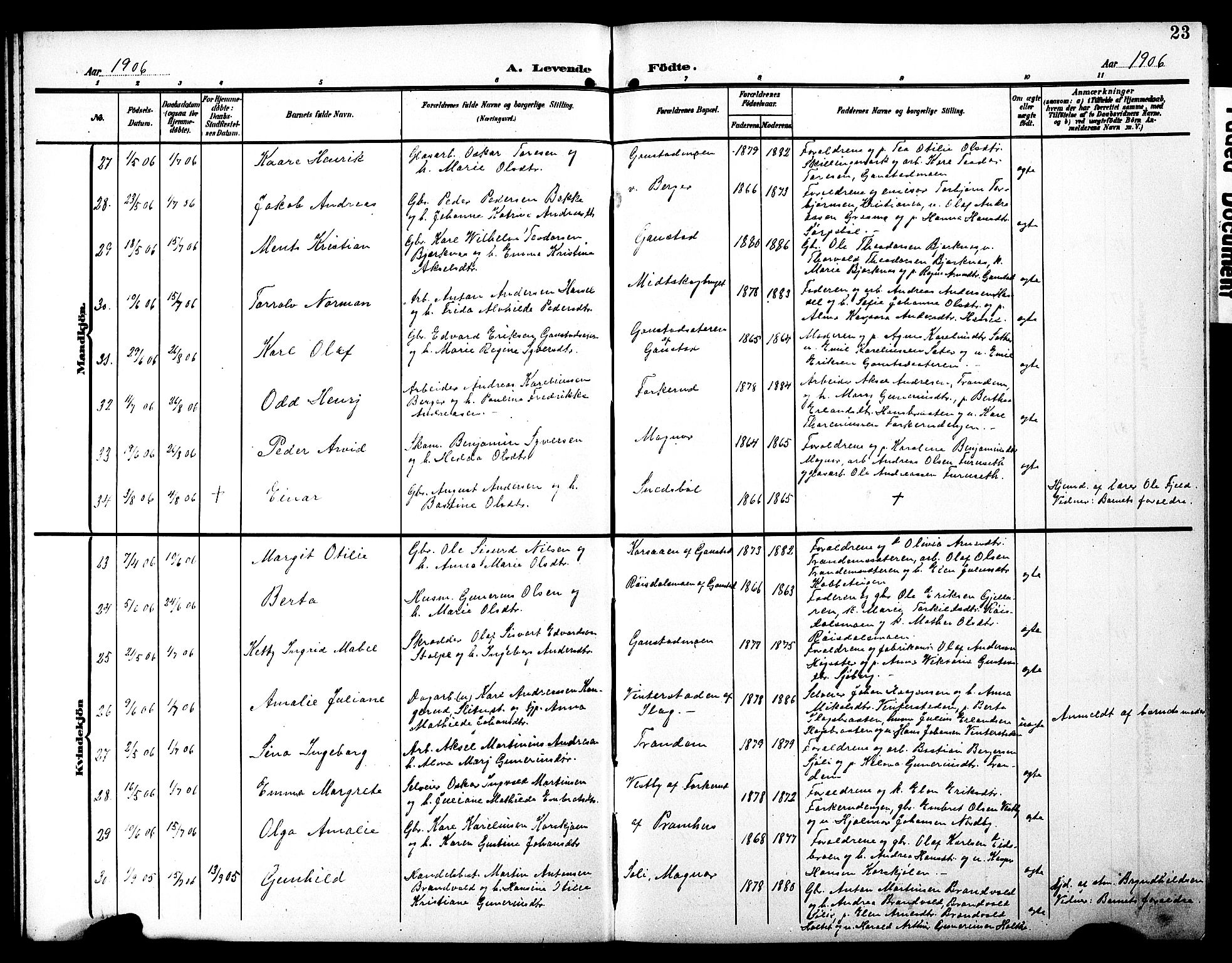 Eidskog prestekontor, AV/SAH-PREST-026/H/Ha/Hab/L0003: Parish register (copy) no. 3, 1904-1919, p. 23