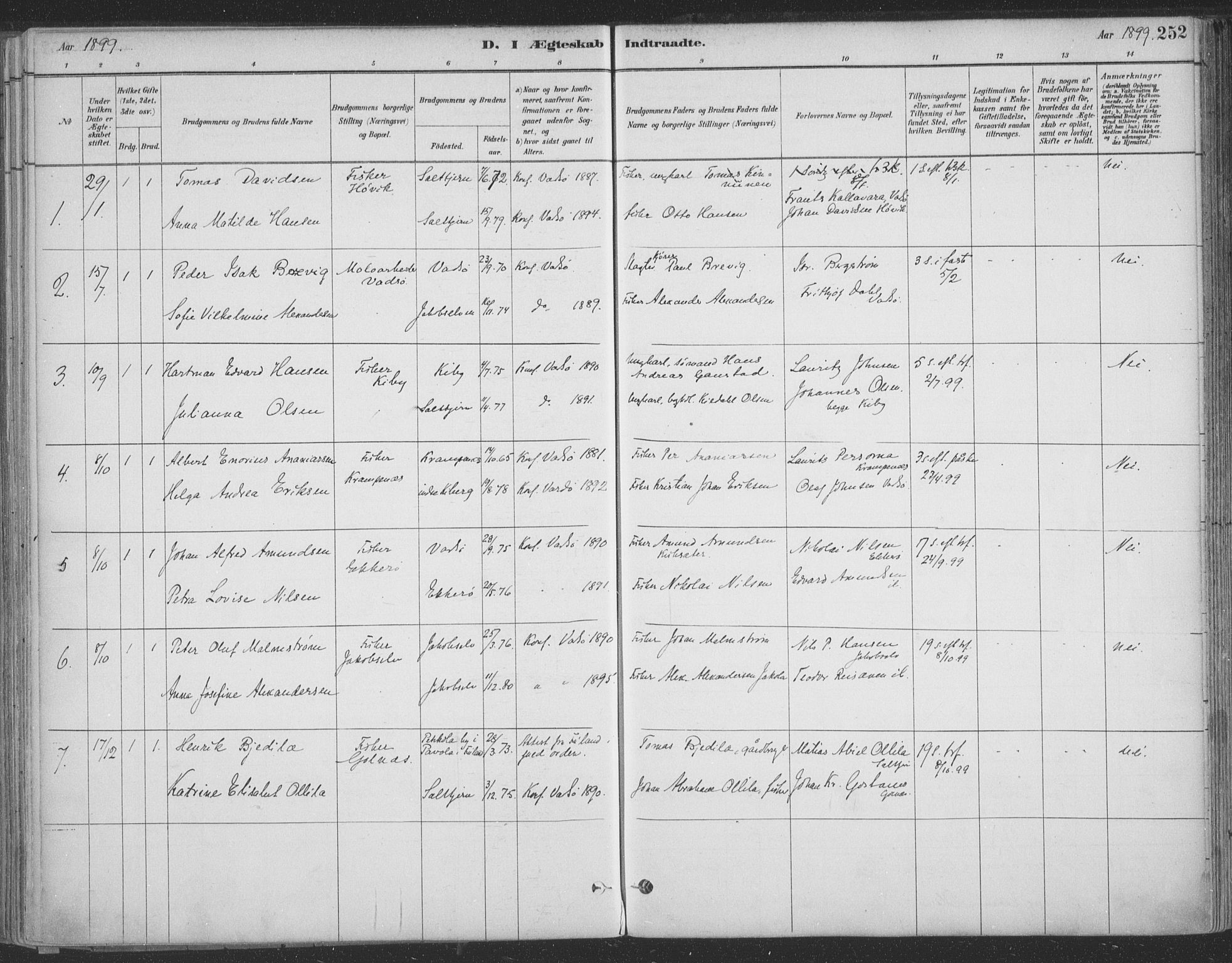 Vadsø sokneprestkontor, SATØ/S-1325/H/Ha/L0009kirke: Parish register (official) no. 9, 1881-1917, p. 252