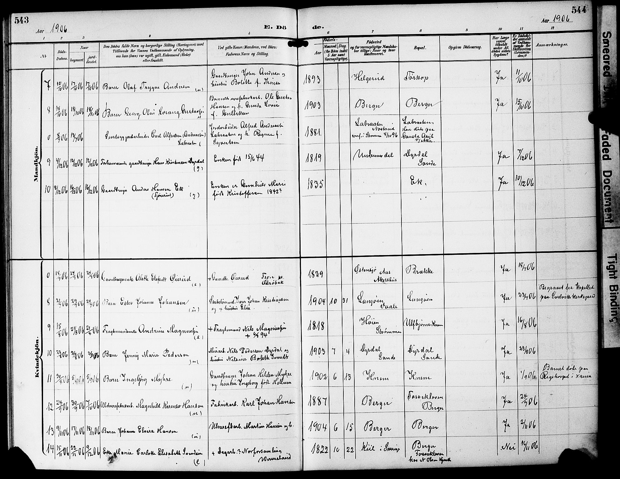 Strømm kirkebøker, AV/SAKO-A-322/G/Ga/L0004: Parish register (copy) no. I 4, 1897-1927, p. 543-544